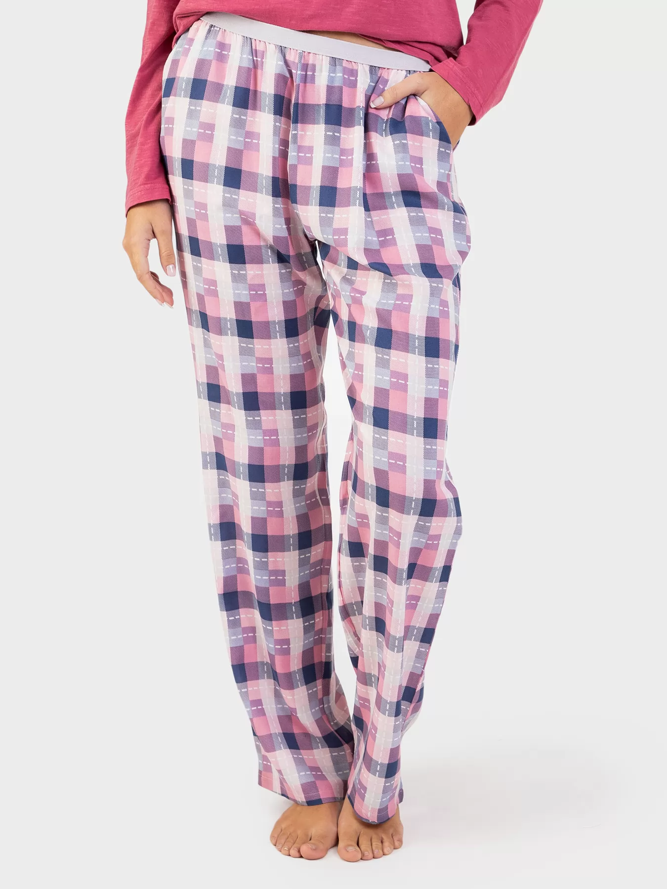 Biały, granatowy, różowy Spodnie damskie Massana 213203 - zdjęcie 1