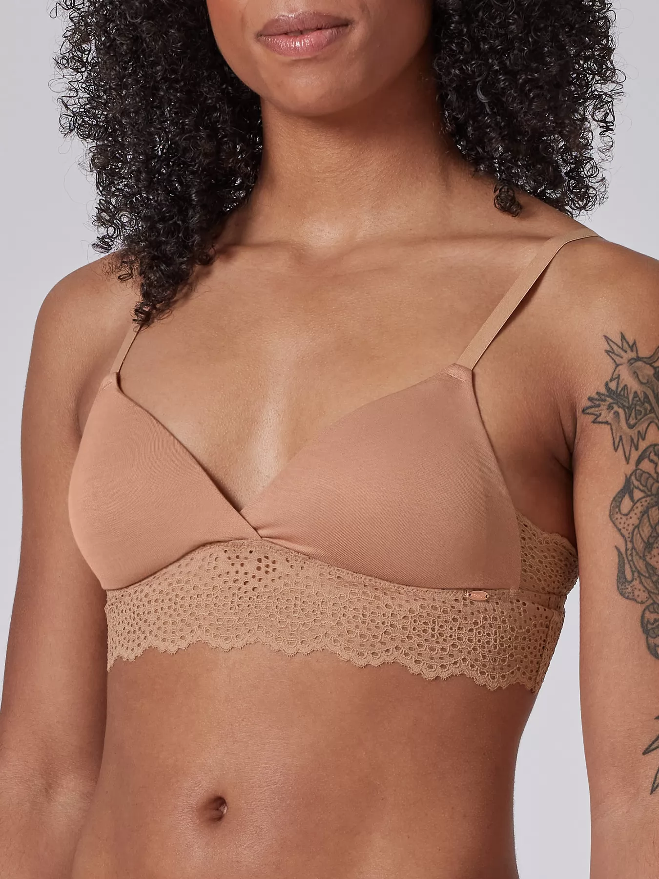 Beżowy, brązowy Biustonosz bez fiszbin Skiny Bamboo Lace 080583 - zdjęcie 1