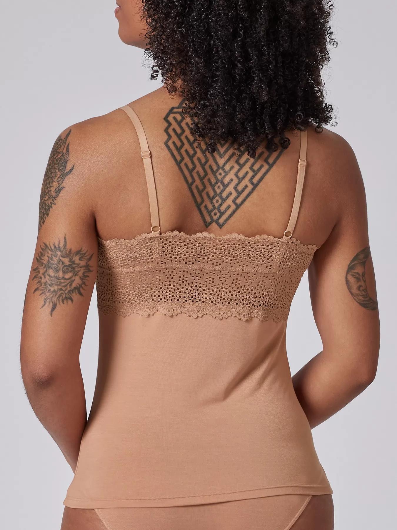 Beżowy, brązowy Koszulka z miseczkami Skiny Bamboo Lace 080585 - zdjęcie 2