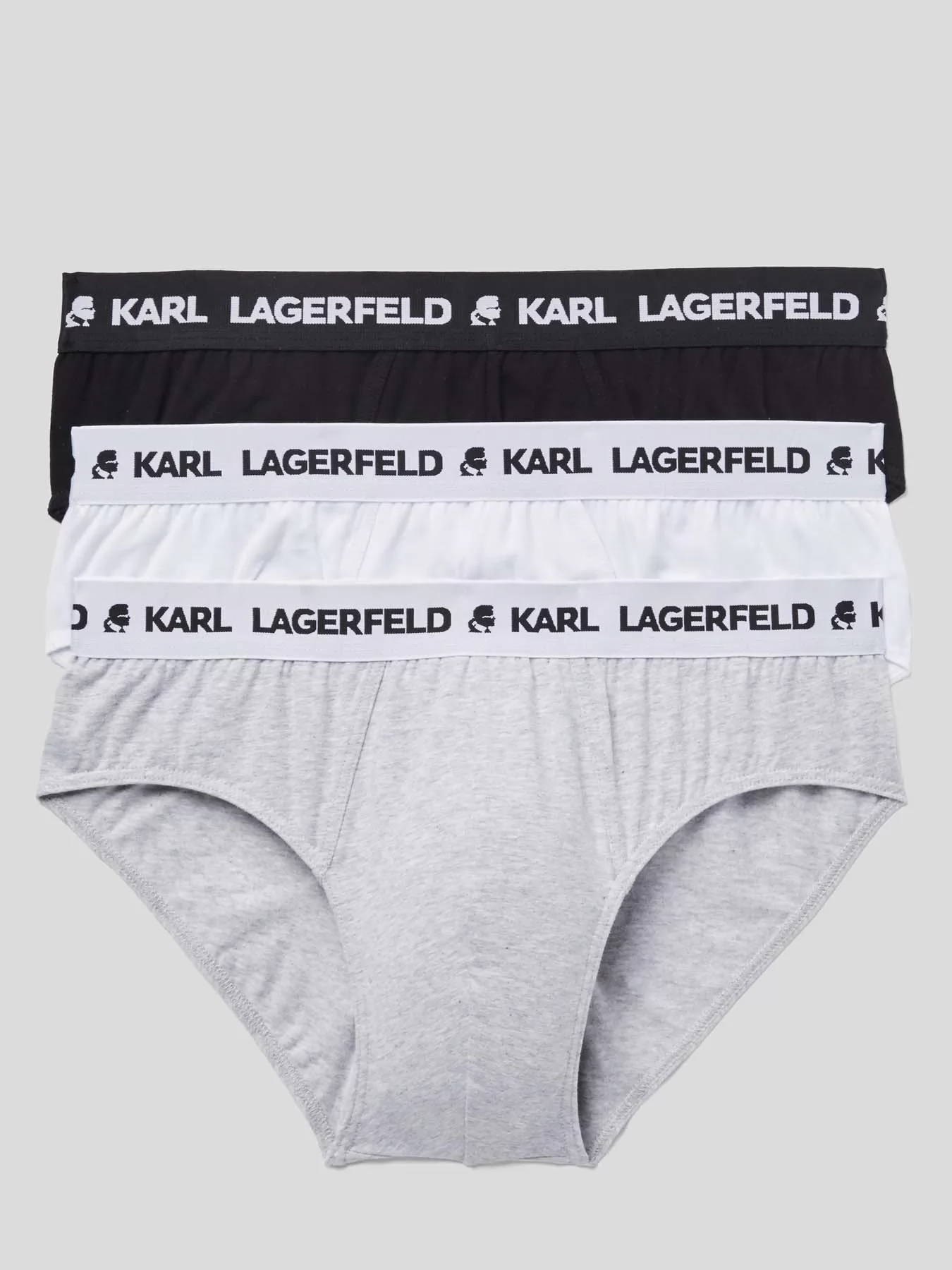 Biały, czarny, szary Slipy męskie 3PACK Karl Lagerfeld 211M2103 - zdjęcie 1