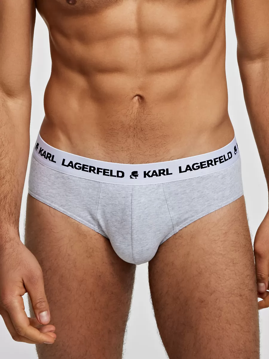 Biały, czarny, szary Slipy męskie 3PACK Karl Lagerfeld 211M2103 - zdjęcie 3