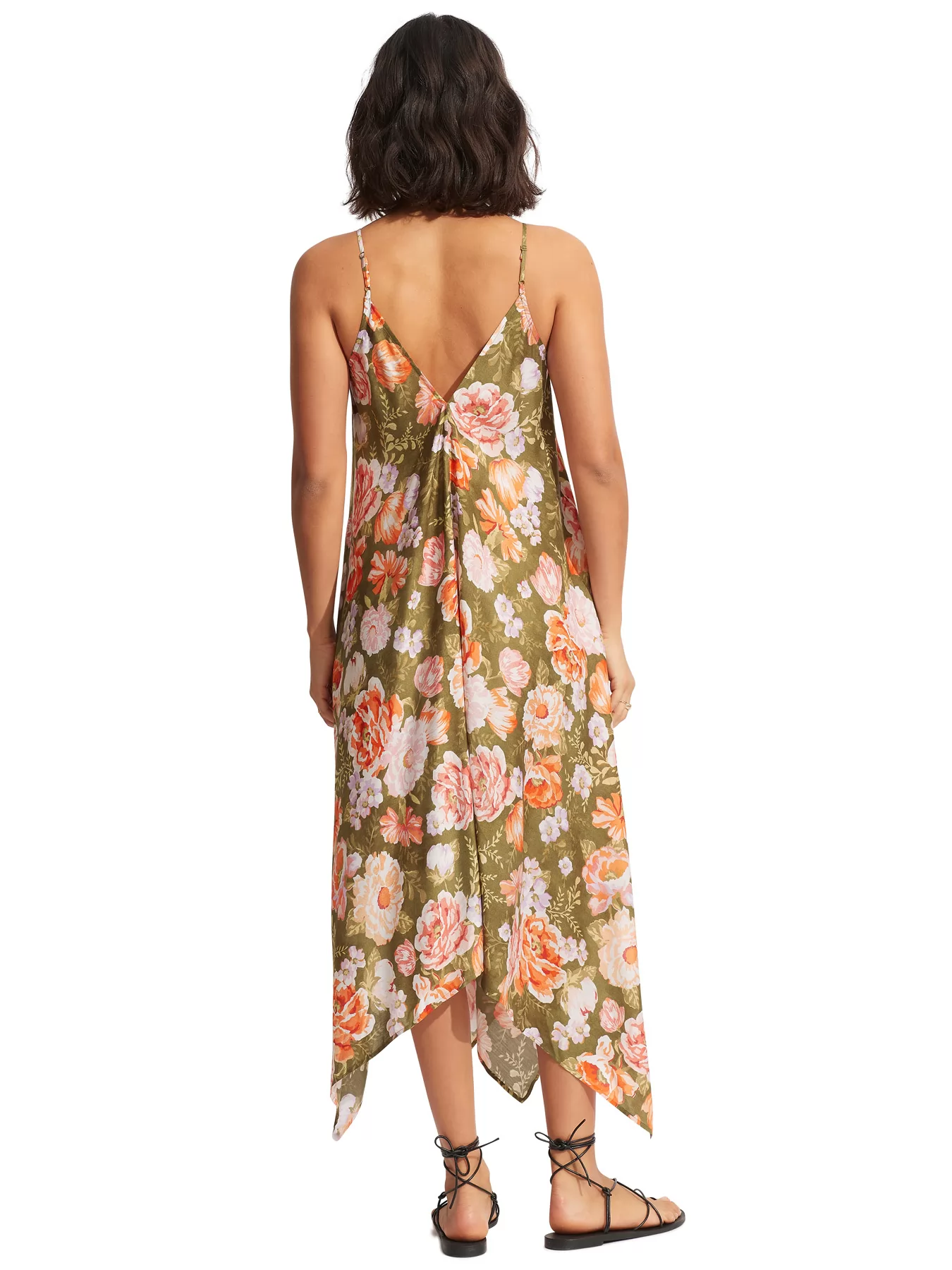 Różowy, wielobarwny, zielony Jedwabna sukienka plażowa Seafolly Paradise Garden 54730-DR - zdjęcie 3