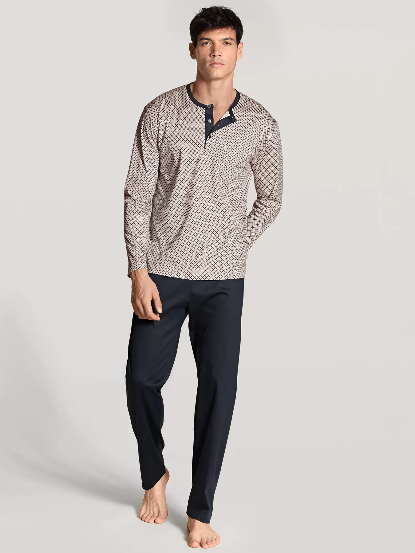 Beżowy, granatowy Piżama męska Calida Relax Selected 40686 - zdjęcie 1