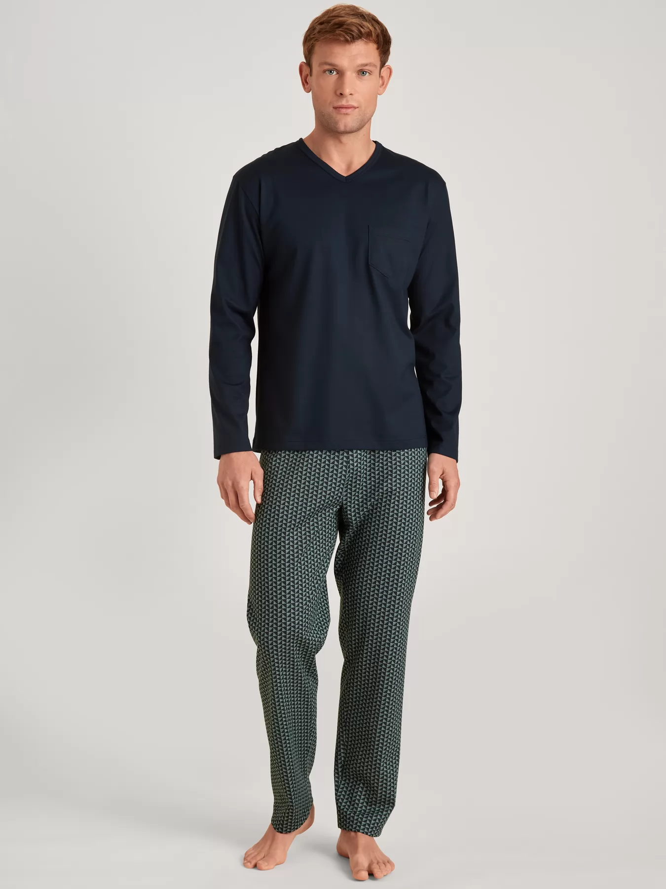 Granatowy, zielony Piżama męska Calida Relax Imprint 43388 - zdjęcie 1