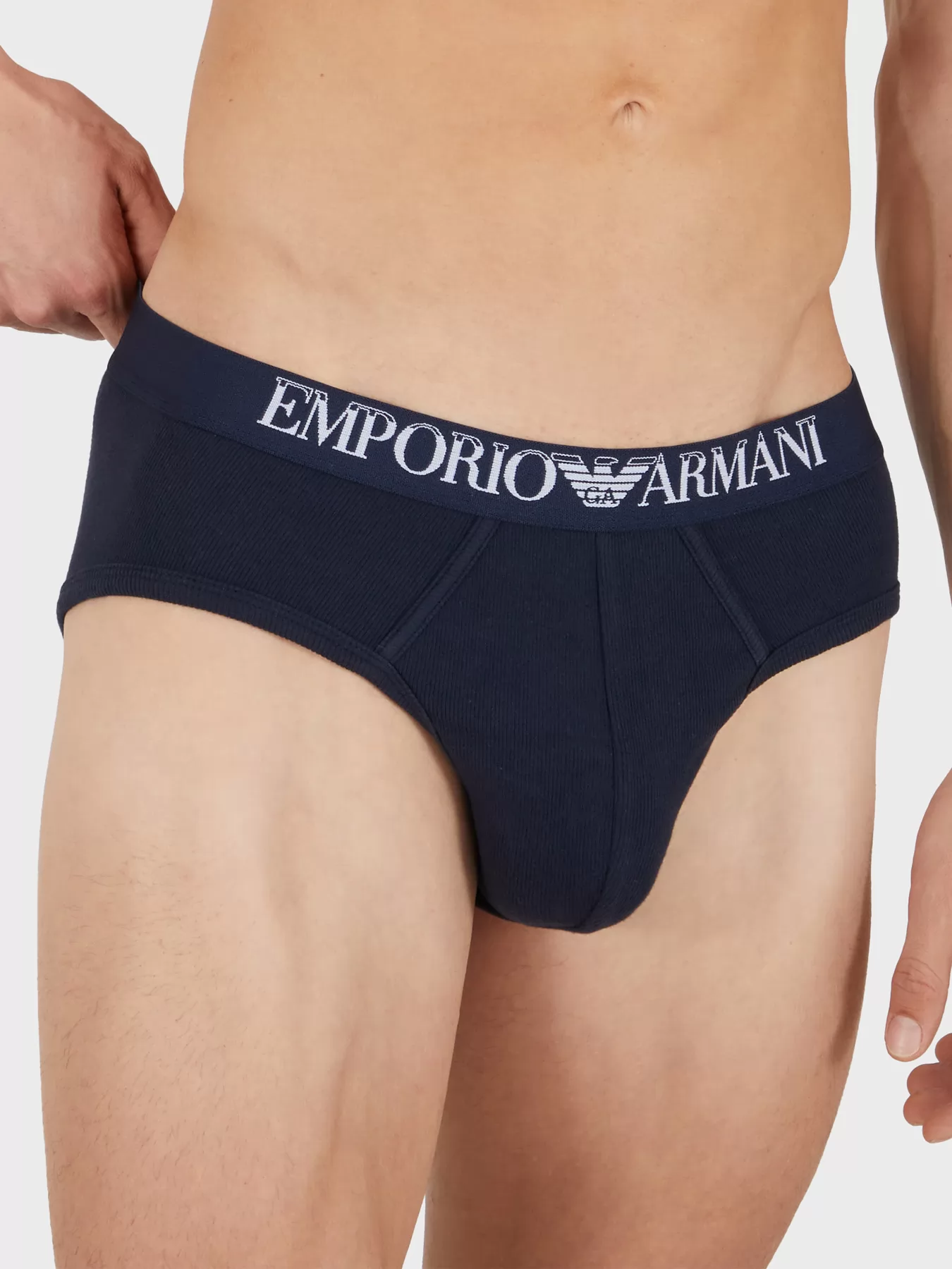 Biały, granatowy Slipy męskie 2PACK Emporio Armani 1120794R502 - zdjęcie 2