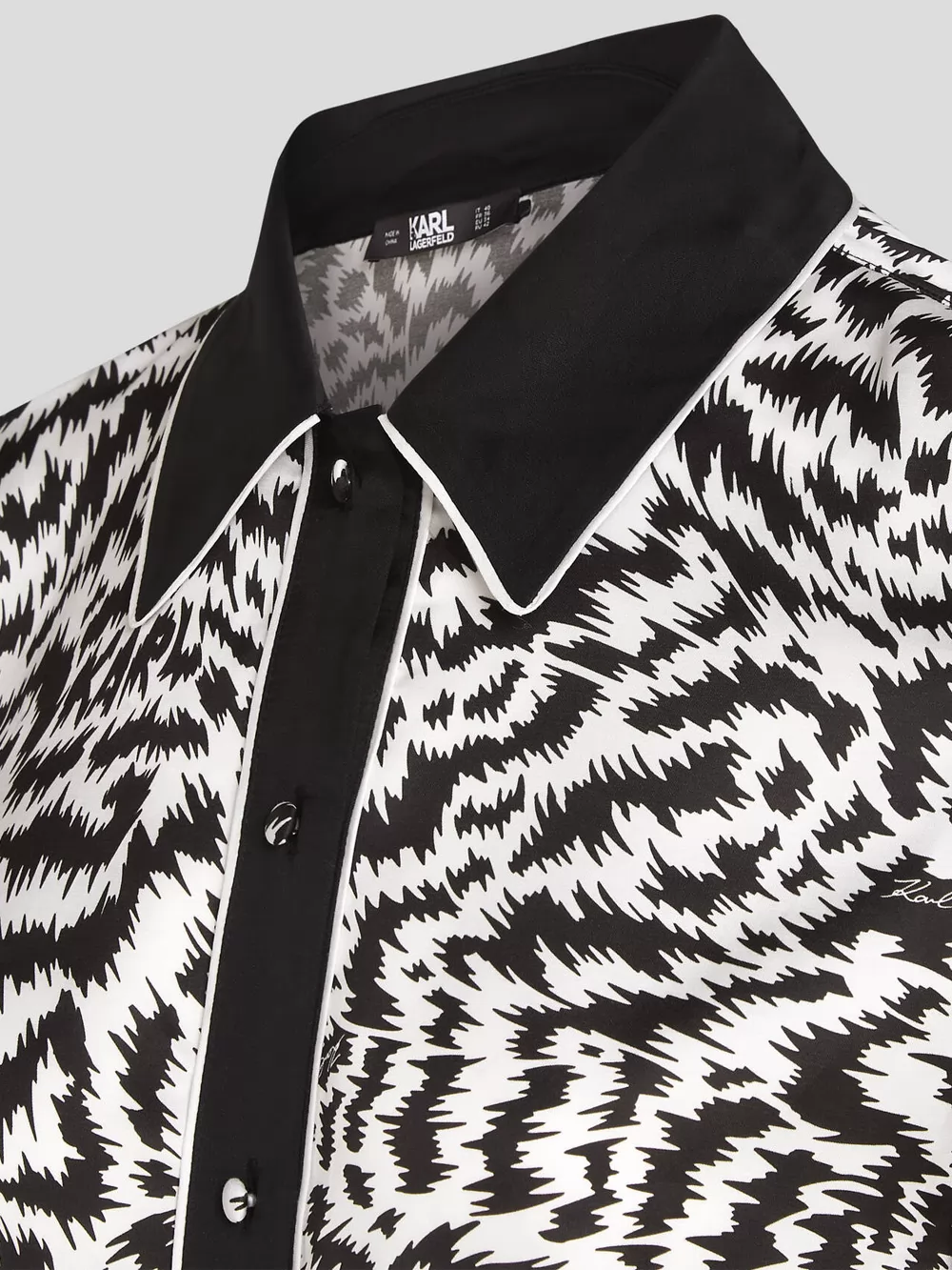 Biały, czarno-biały, czarny, pomarańczowy Koszula damska Karl Lagerfeld 241W1605 - zdjęcie 4