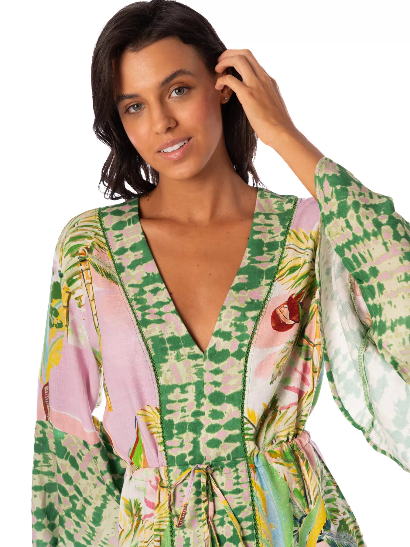 Różowy, zielony Tunika plażowa Maaji Dancing Sunny Rio PT2472CP - zdjęcie 5