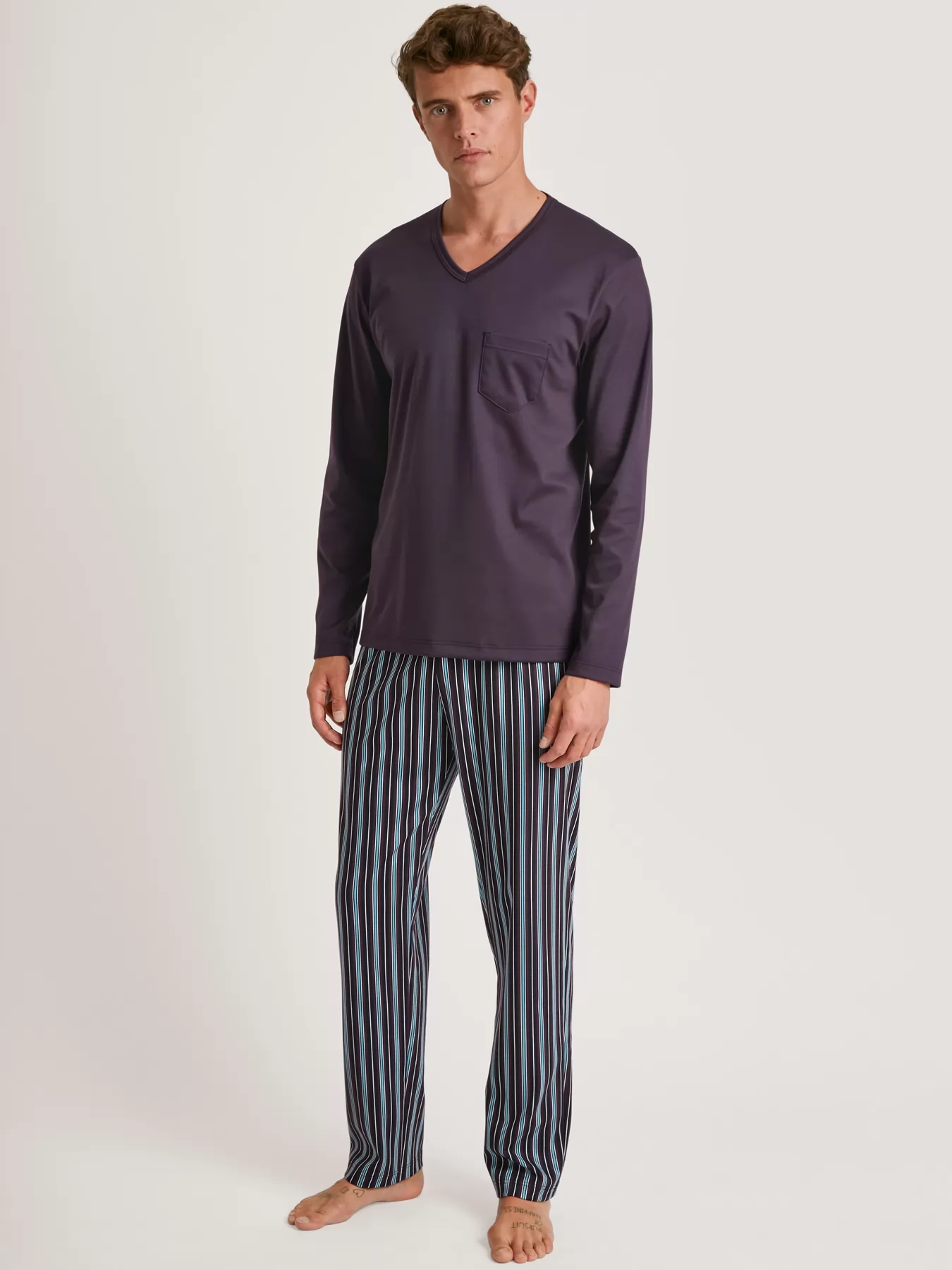 Fioletowy, niebieski, wielobarwny Piżama męska Calida Relax Streamline 46287 - zdjęcie 1