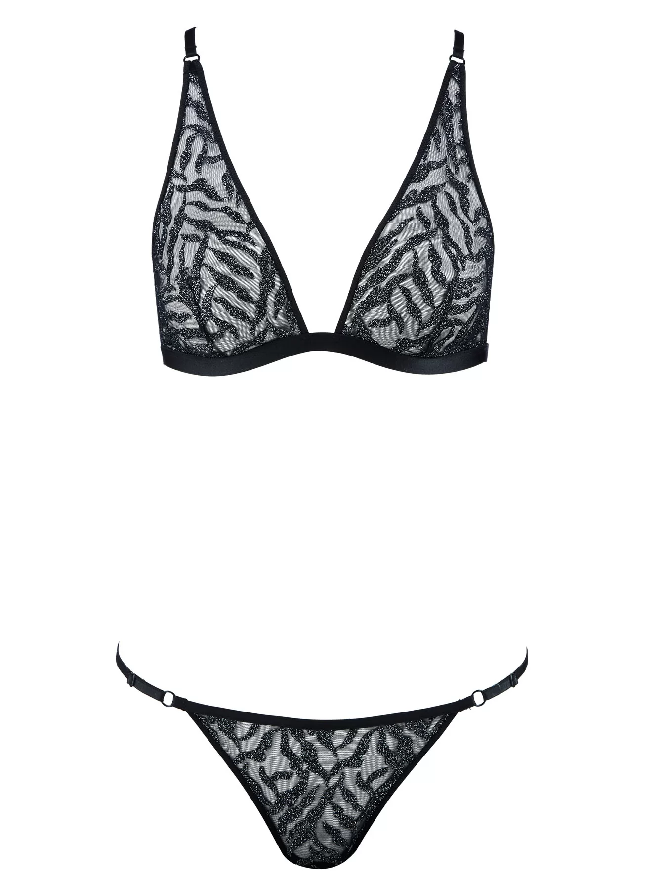 Czarny, srebrny Komplet bielizny Aubade Moonlight Shadow 3X801 - zdjęcie 5