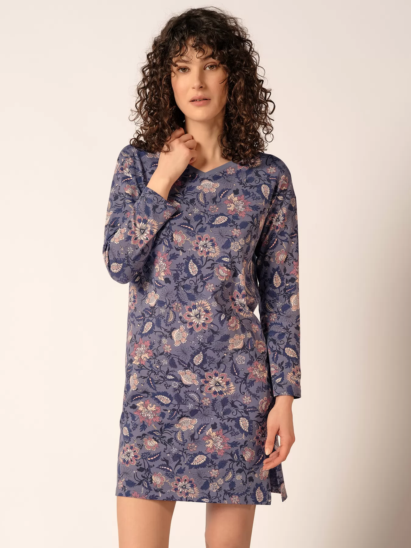 Fioletowy, wielobarwny Koszula nocna Huber Basic Selection 019018 - zdjęcie 1