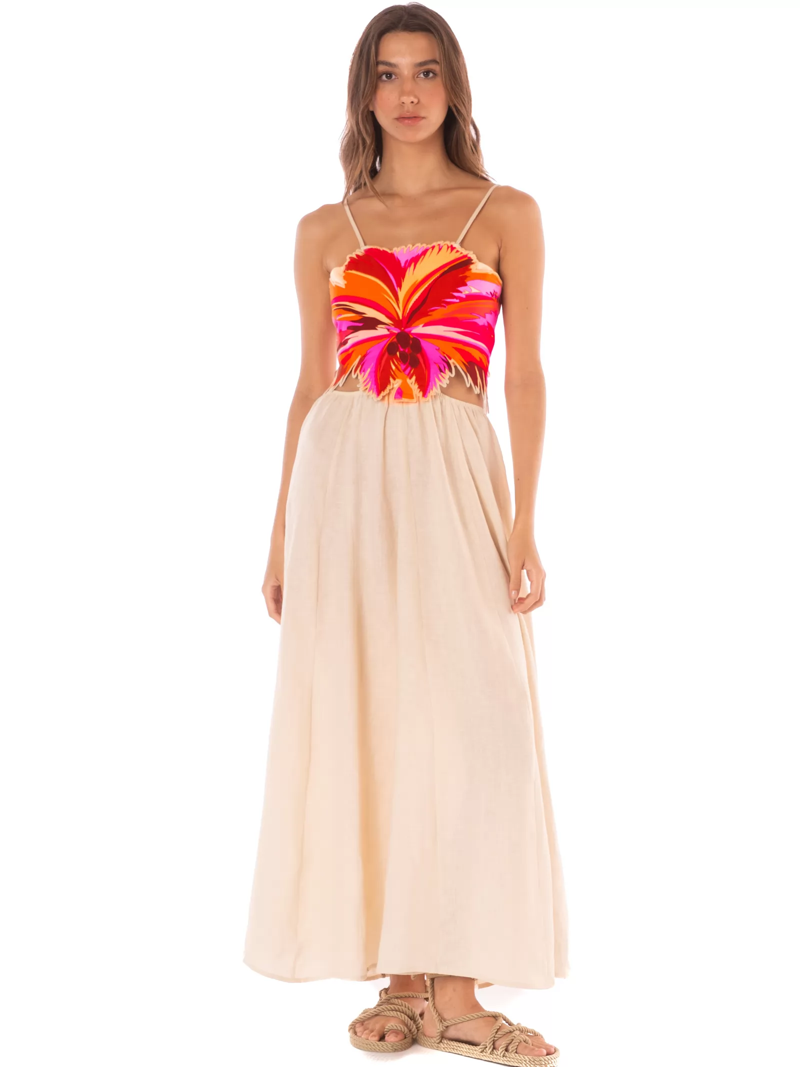 Czerwony, kremowy, wielobarwny Sukienka plażowa Maaji Boho Sunrise PT2530CL - zdjęcie 1