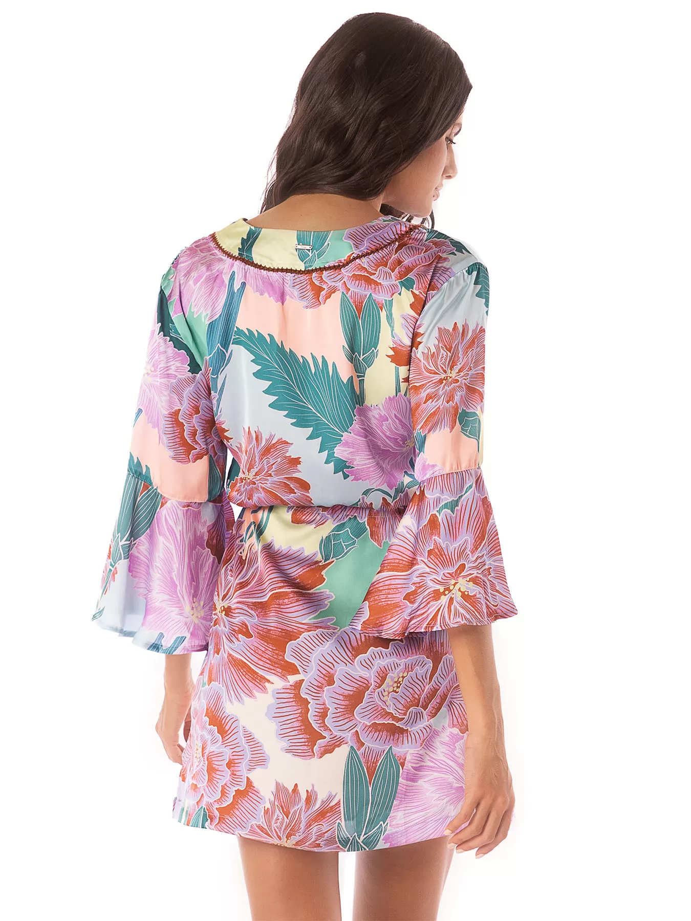 Fioletowy, wielobarwny Tunika plażowa Maaji Japanese Eden PT2472CP - zdjęcie 2