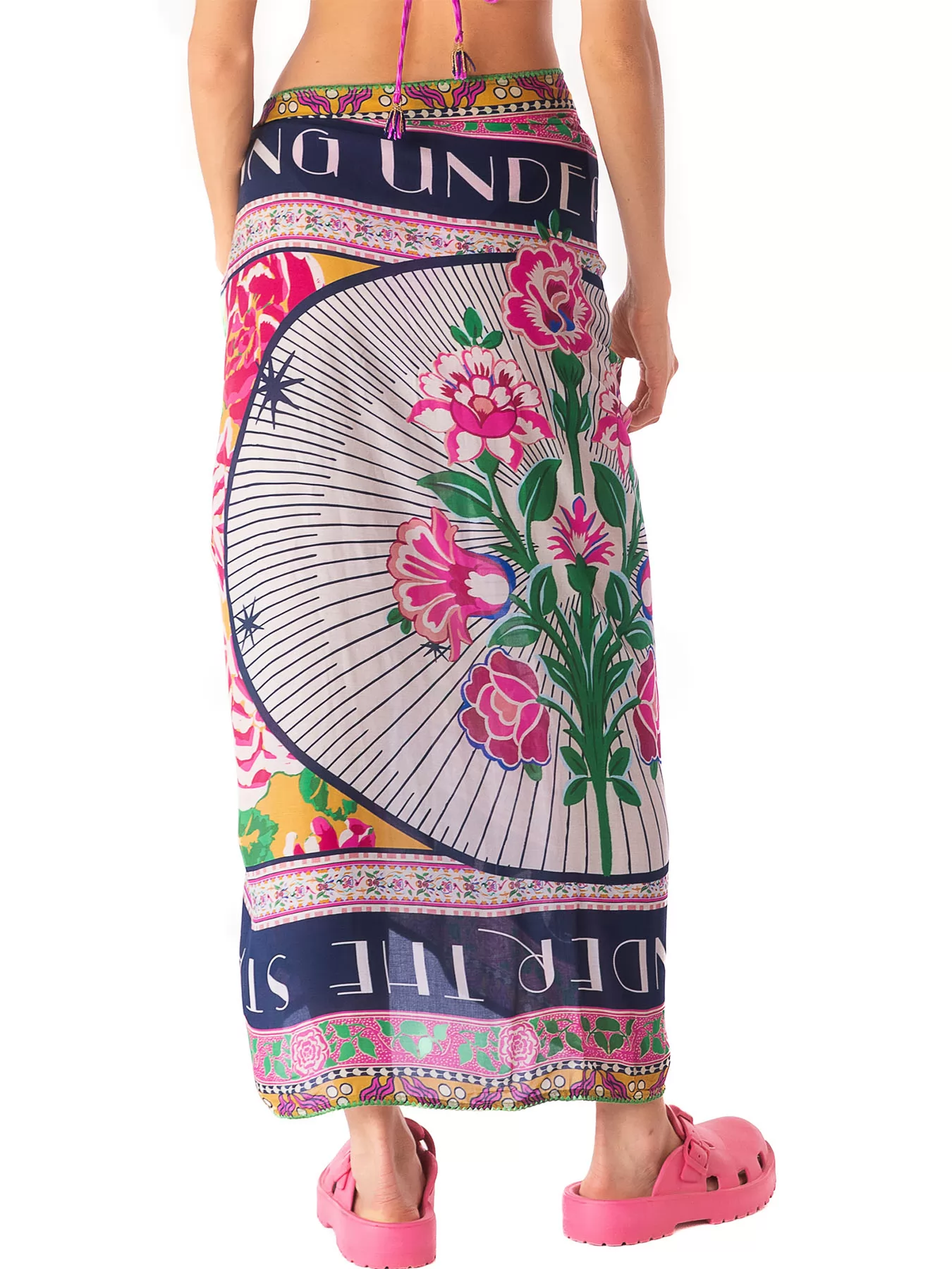 Granatowy, różowy, wielobarwny Pareo plażowe Maaji Cerise Bouquet PT2079CP - zdjęcie 5