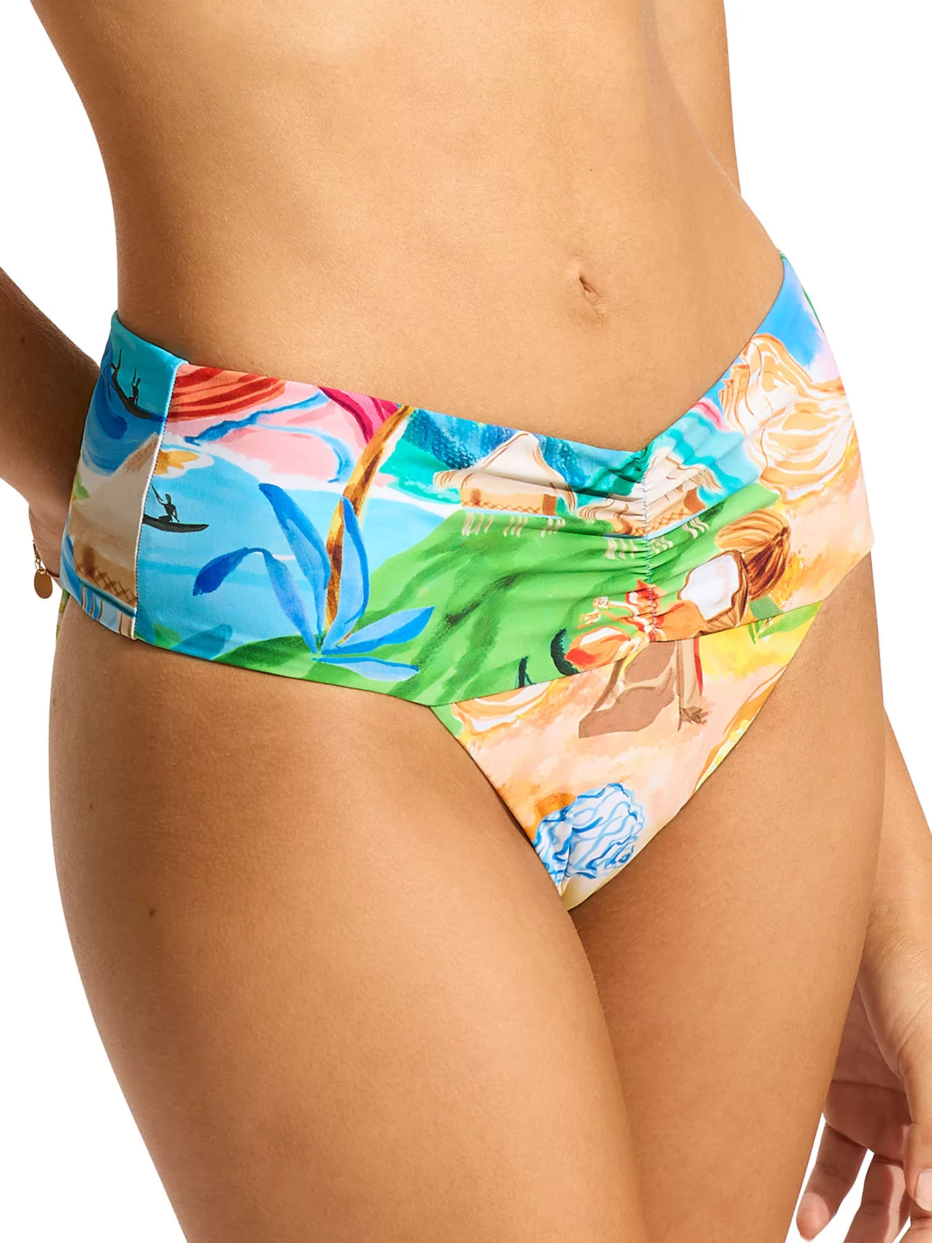 Niebieski, wielobarwny, zielony Dół od bikini Seafolly South Pacific 40742-211 - zdjęcie 3