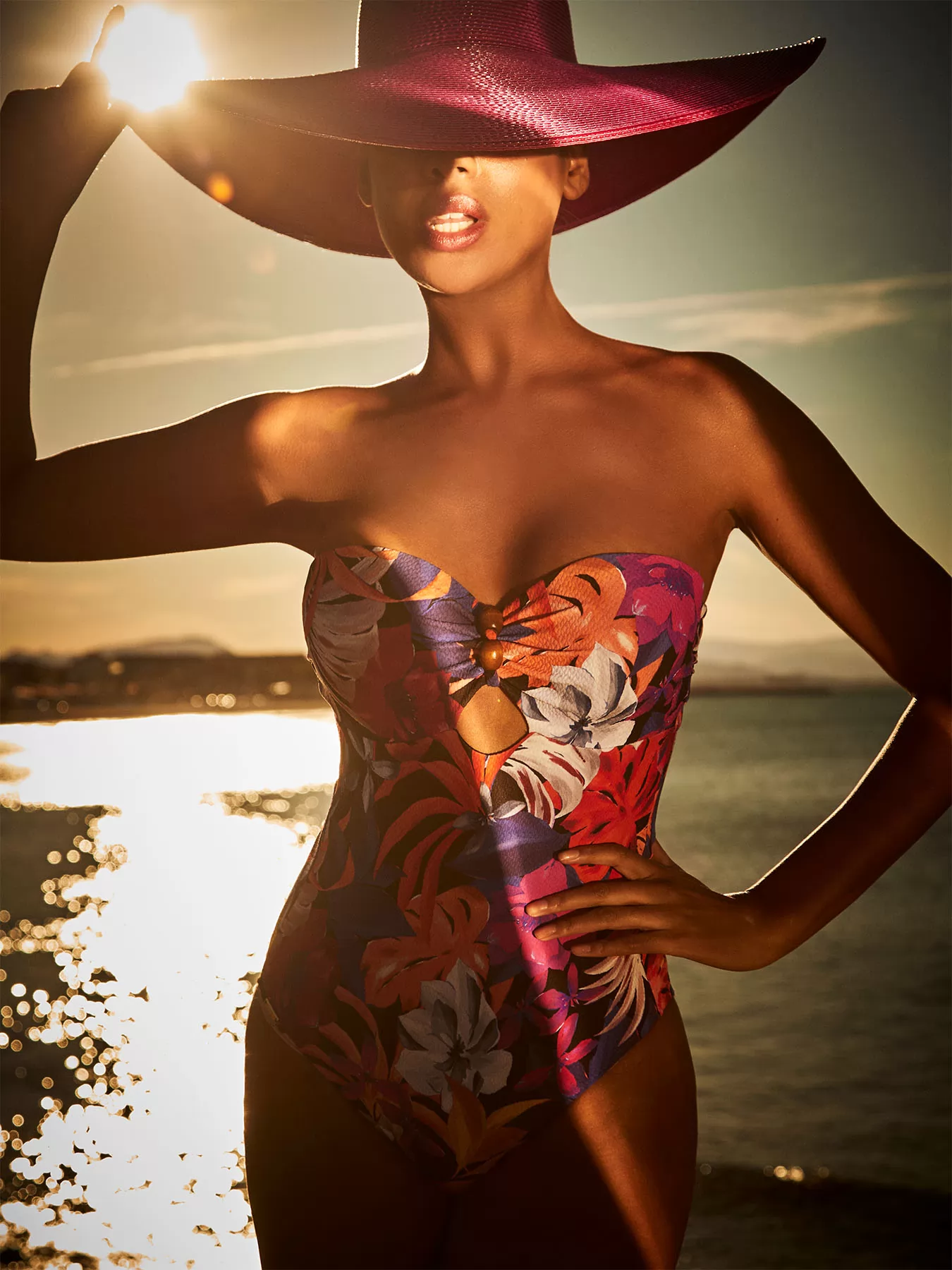 Fioletowy, różowy, wielobarwny Kostium kąpielowy Selmark BL556 - zdjęcie 3