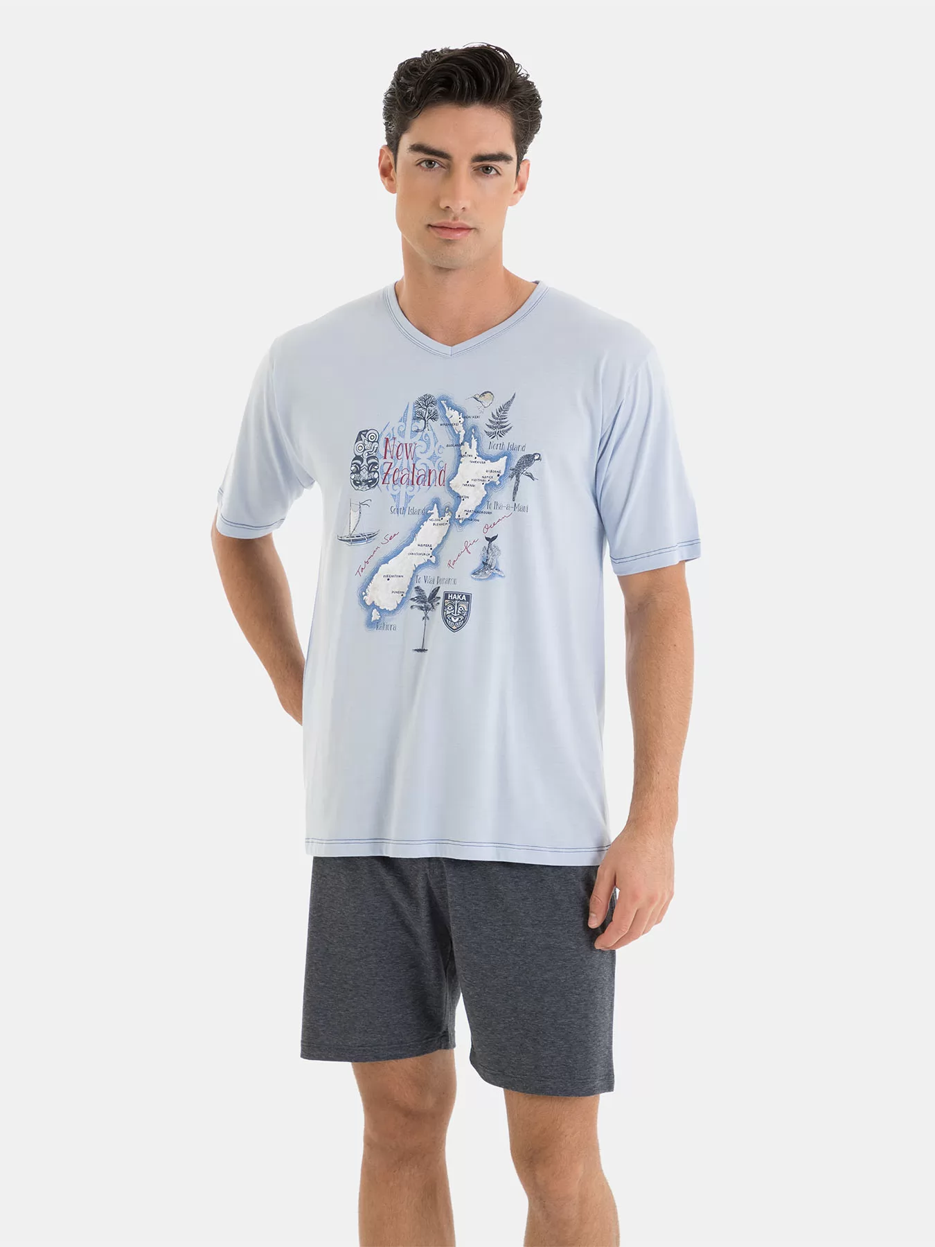 Antracytowy, niebieski Piżama męska Massana 251315 - zdjęcie 1