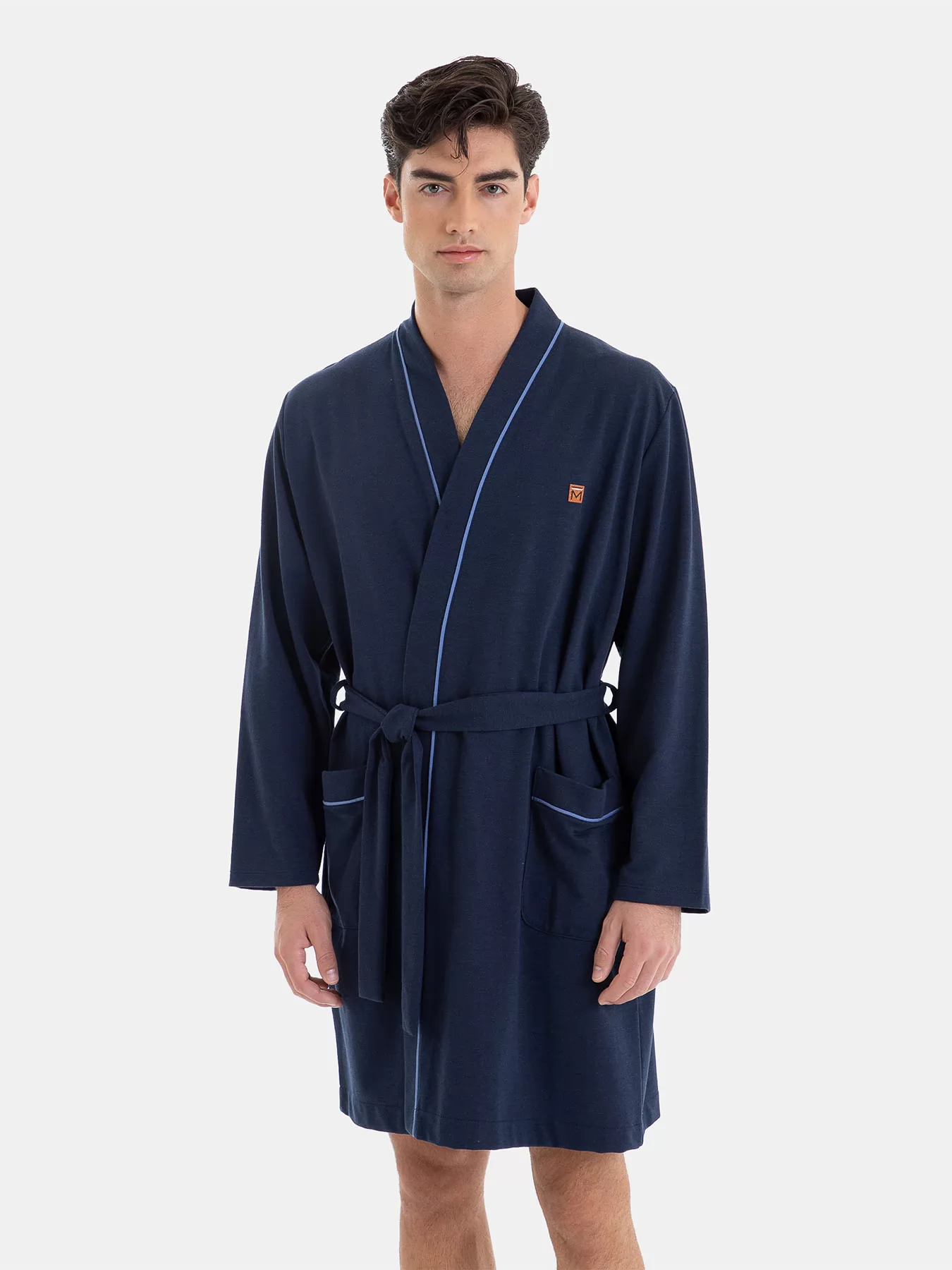 Granatowy Szlafrok męski Massana 256314 - zdjęcie 1