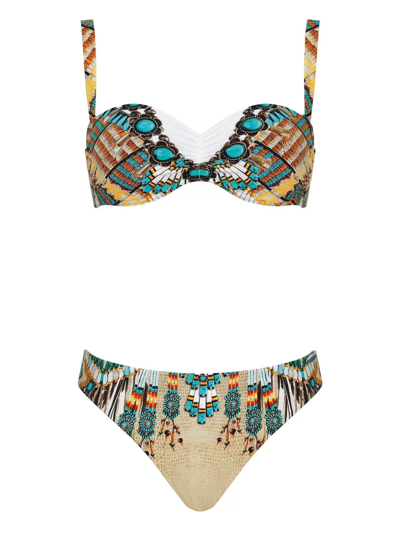 Beżowy, niebieski, wielobarwny Kostium kąpielowy Sunflair 71032 - zdjęcie 5