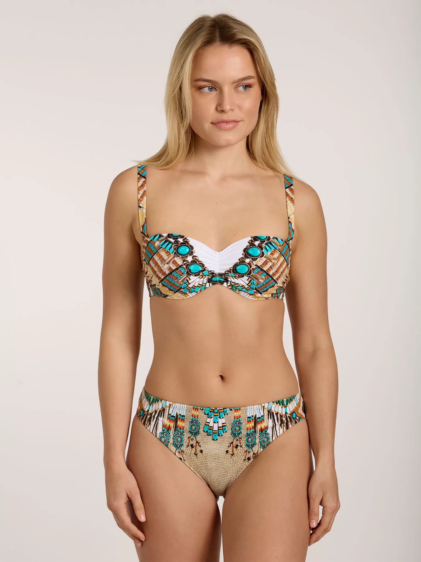 Beżowy, niebieski, wielobarwny Kostium kąpielowy Sunflair 71032 - zdjęcie 4