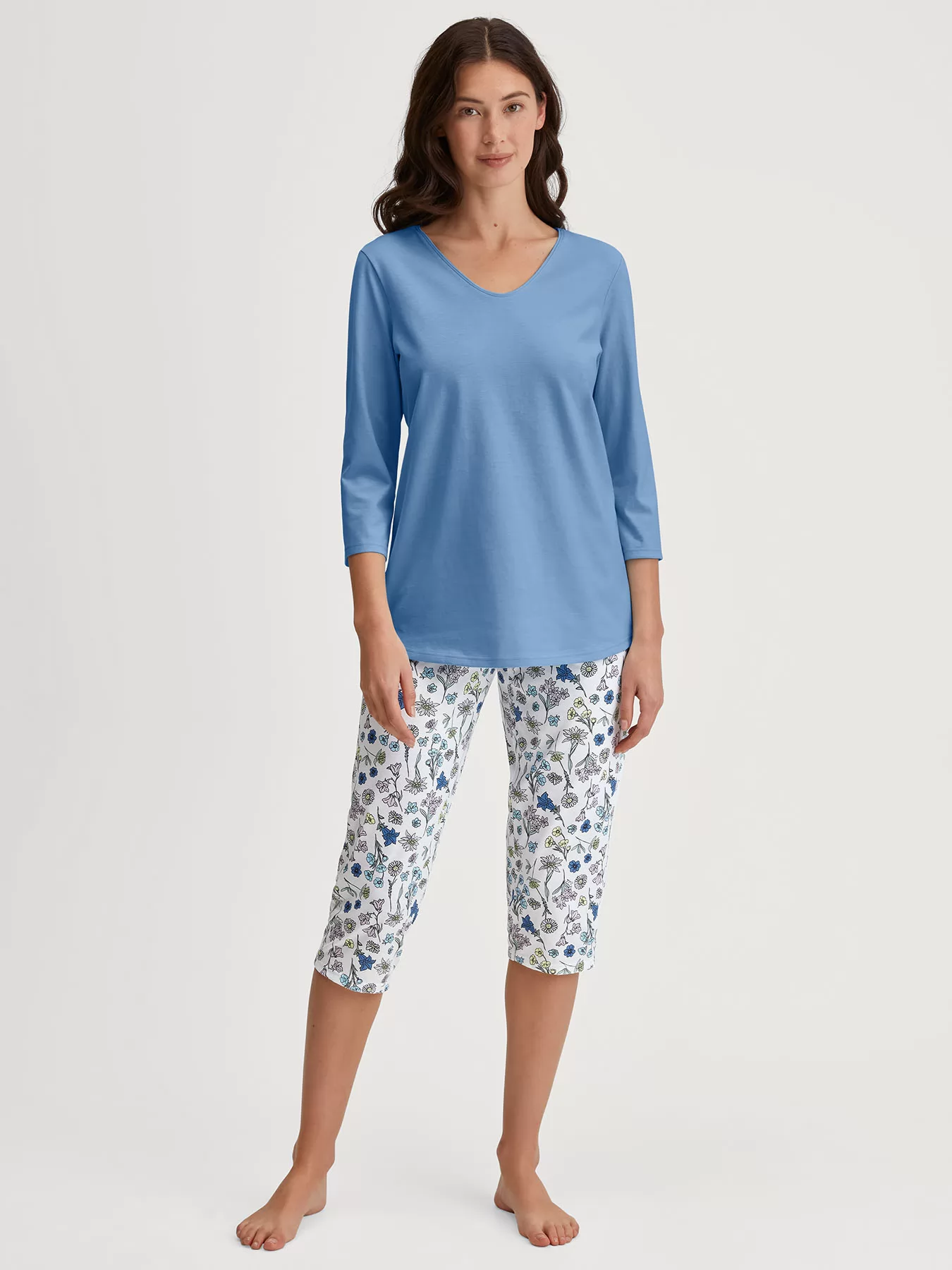 Biały, niebieski, wielobarwny Piżama damska Calida Flower Nights 46156 - zdjęcie 1