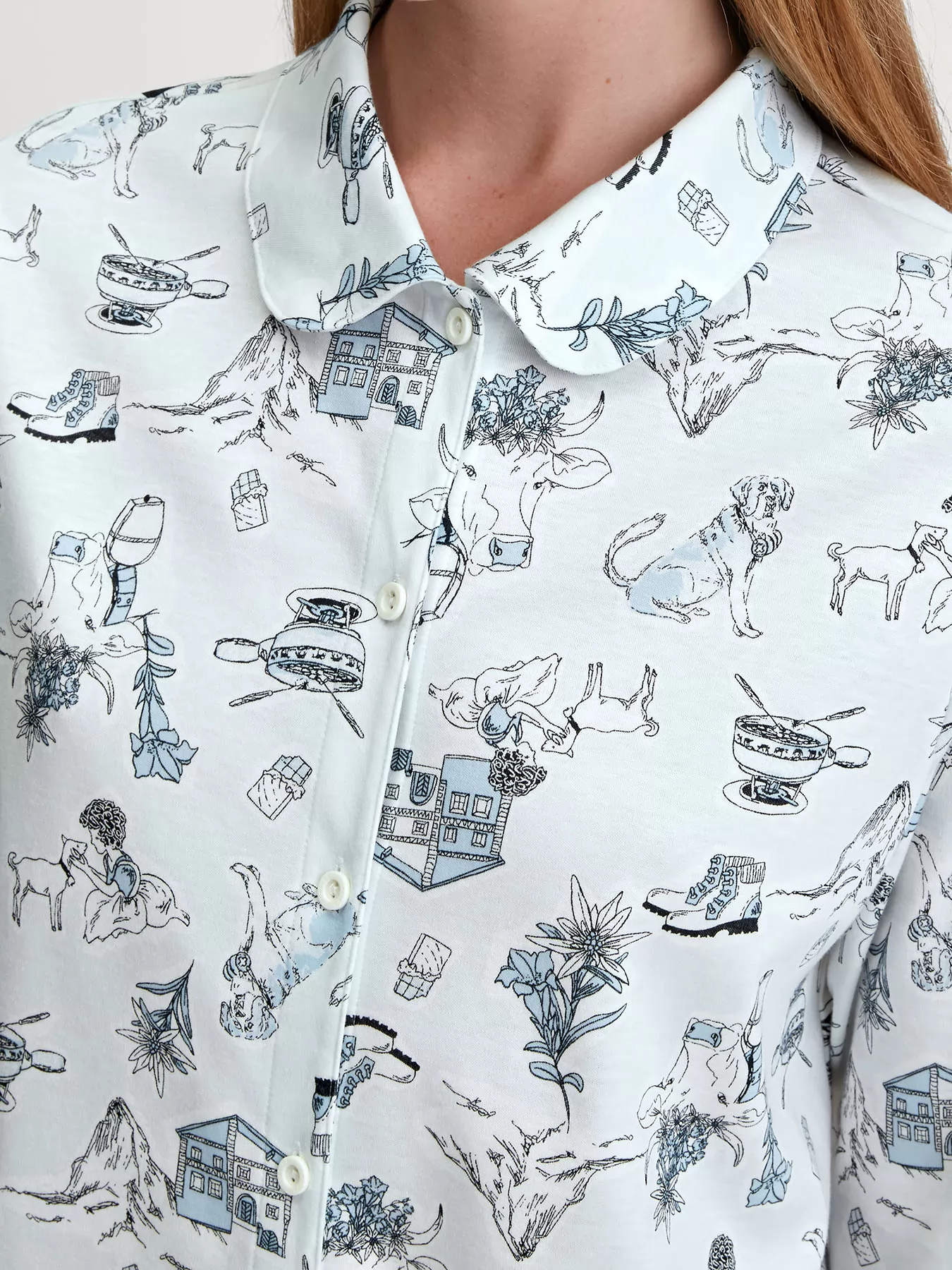 Niebieski Piżama damska Calida Swiss Resort 44857 - zdjęcie 3