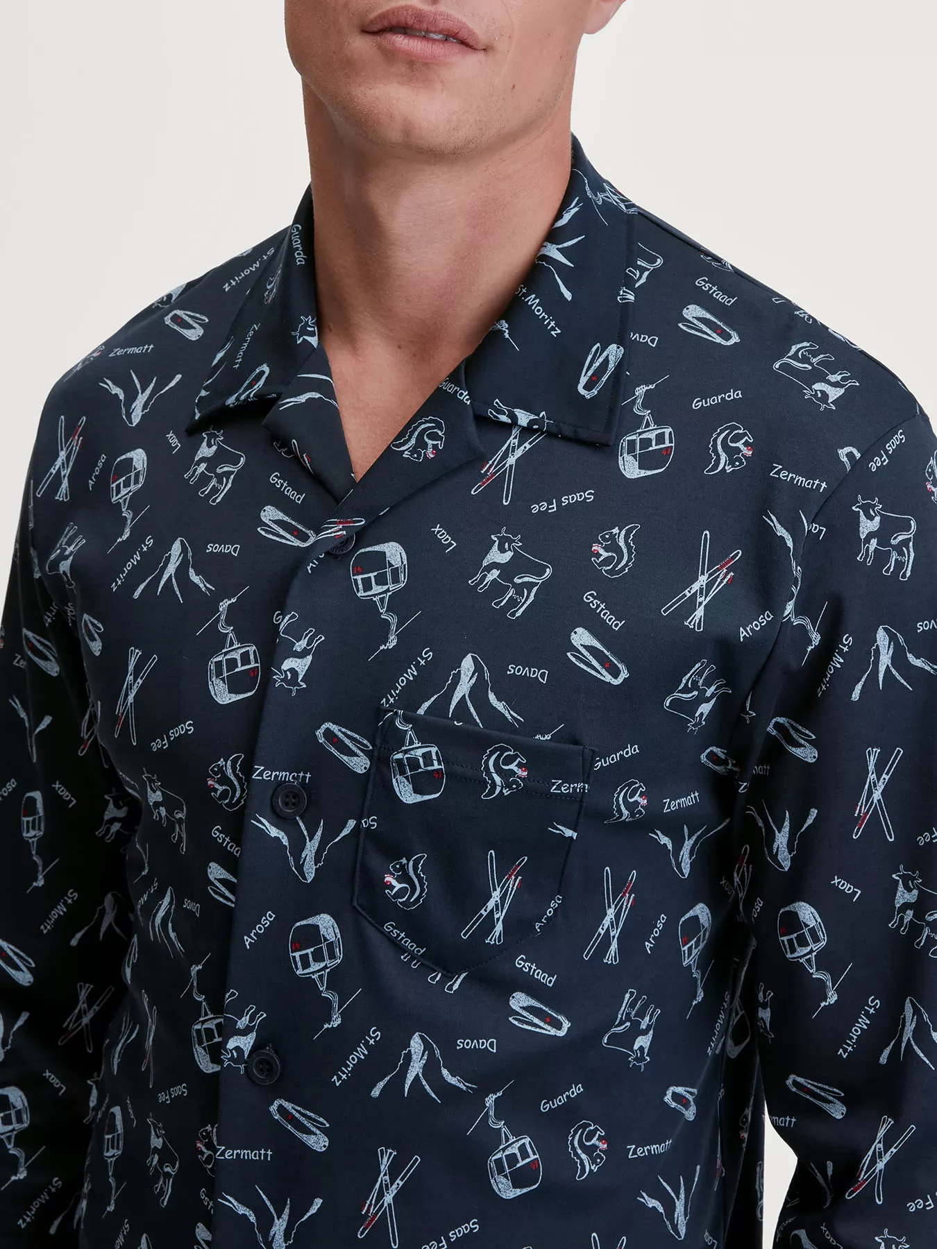 Granatowy Piżama męska Calida Swiss Resort 44282 - zdjęcie 3