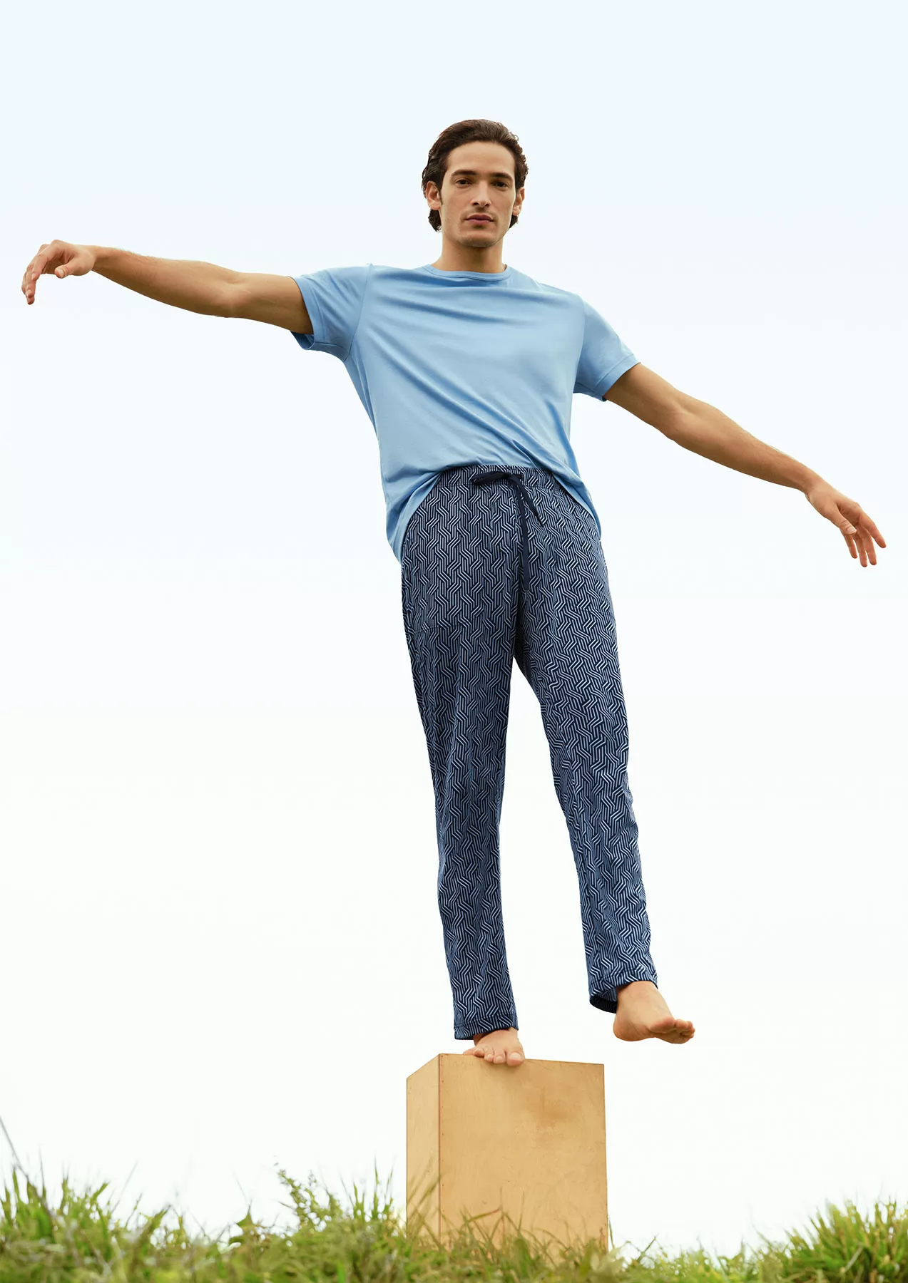 Niebieski Koszulka męska Calida RMX Sleep Free 14284 - zdjęcie 4