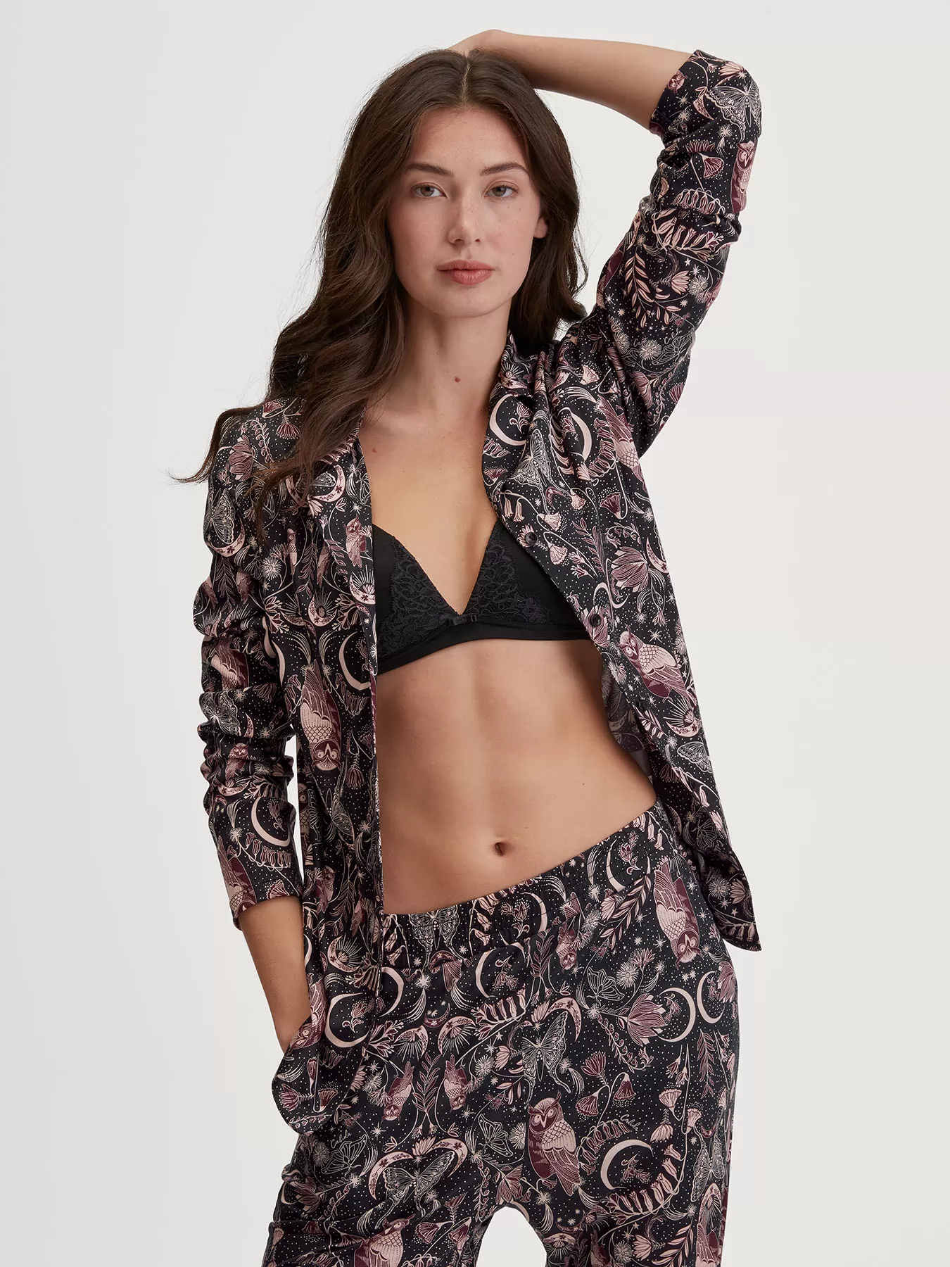 Czarny, wielobarwny Jedwabna góra od piżamy Calida Favourites Seduction 15933 - zdjęcie 6