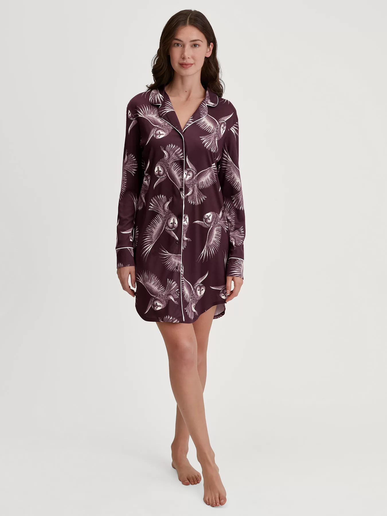 Brązowy, fioletowy Jedwabna koszula nocna Calida Moonlight Dreams 32855 - zdjęcie 1