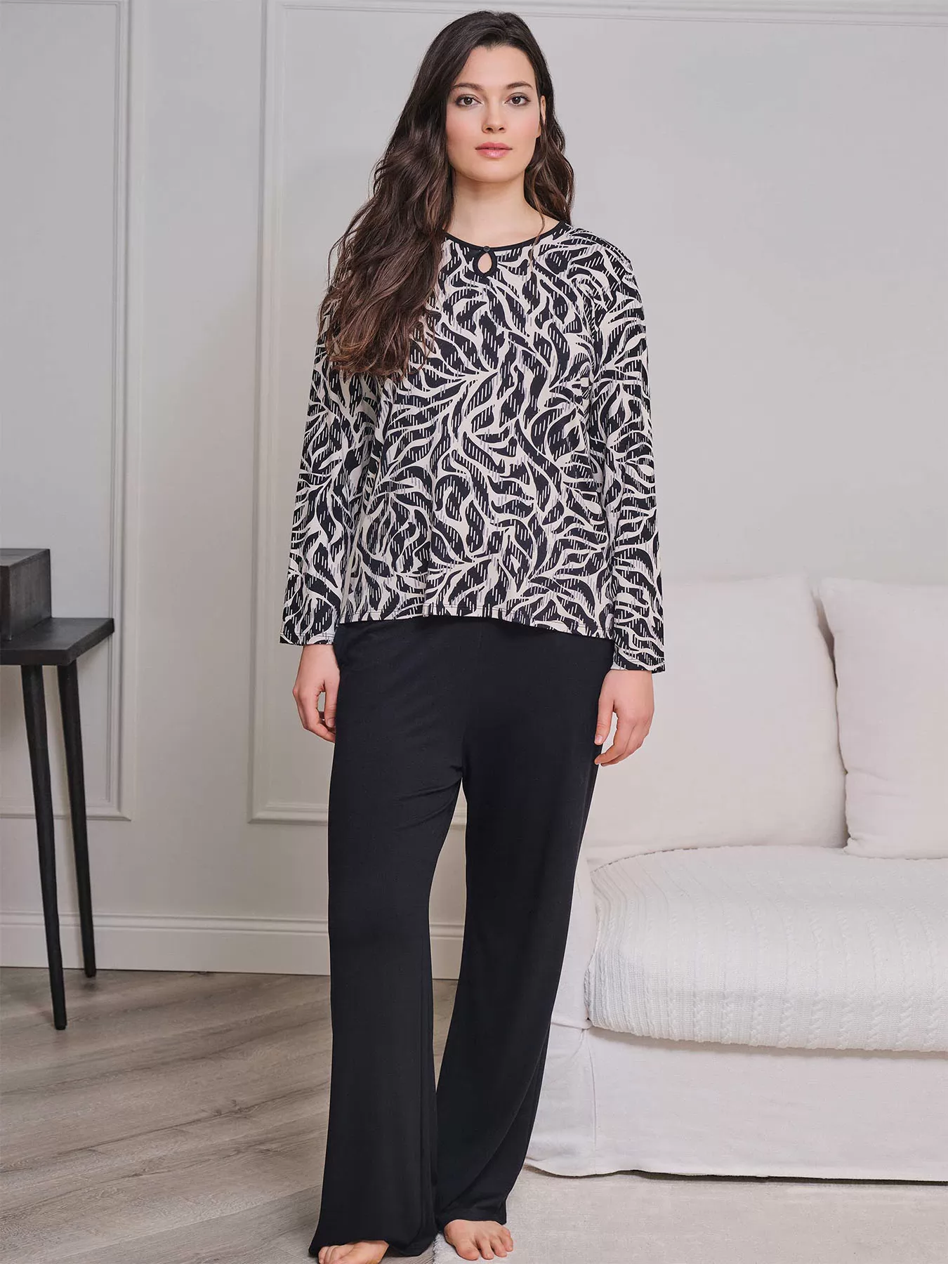 Beżowy, czarny Piżama damska Massana 751283 - zdjęcie 3