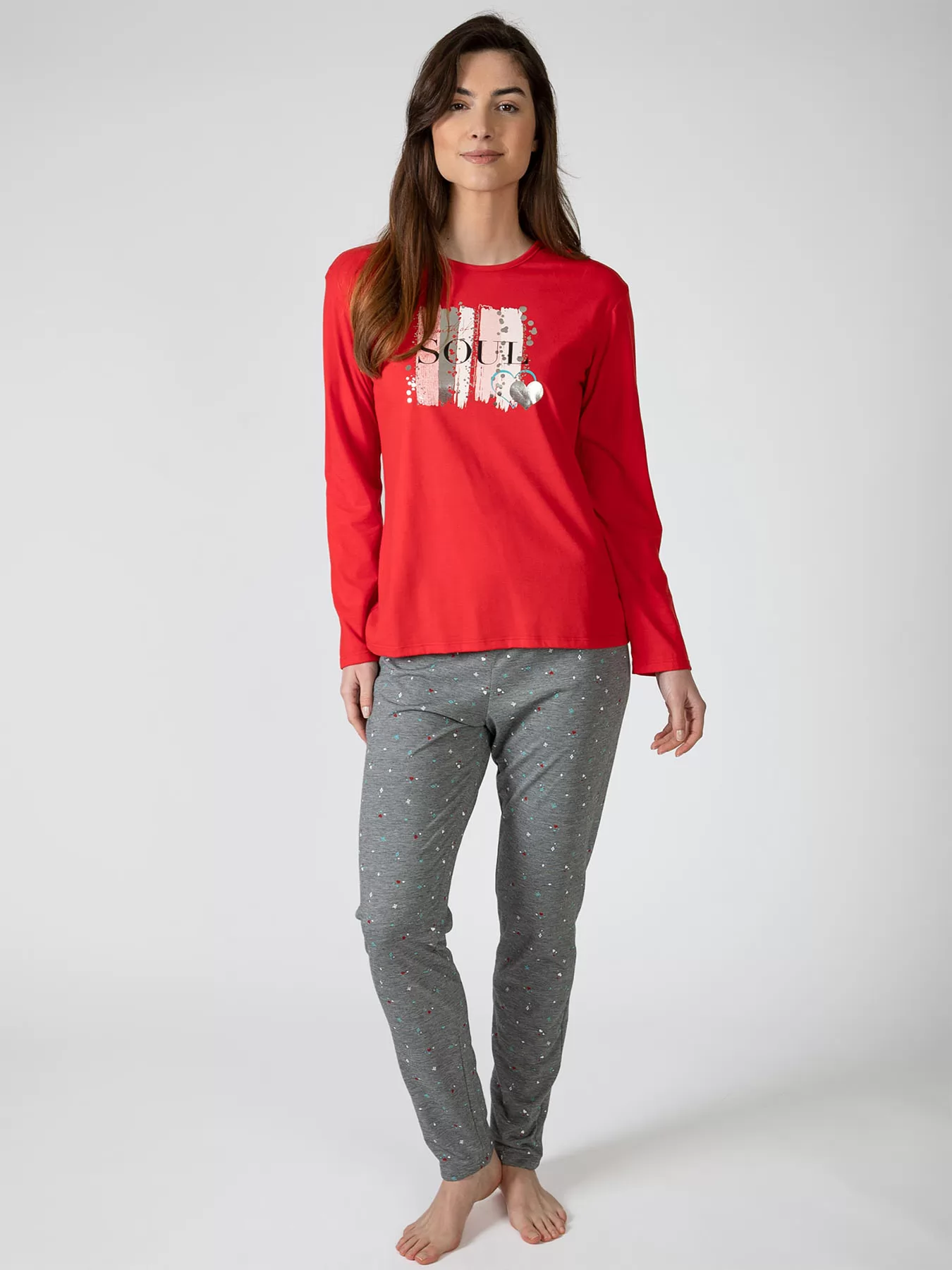 Czerwony, szary Piżama damska Massana 751209 - zdjęcie 1