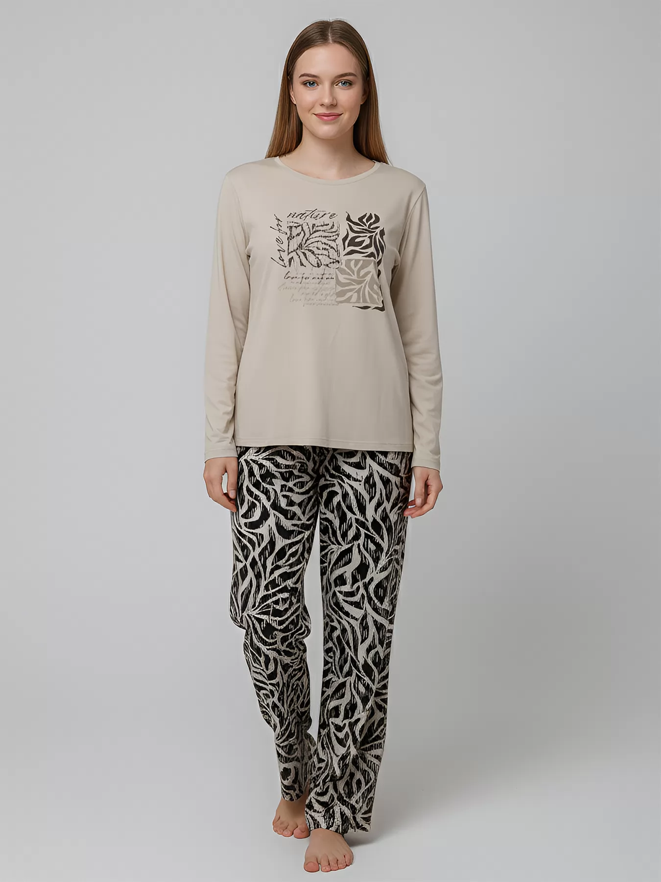 Beżowy, czarny Piżama damska Massana 751282 - zdjęcie 1