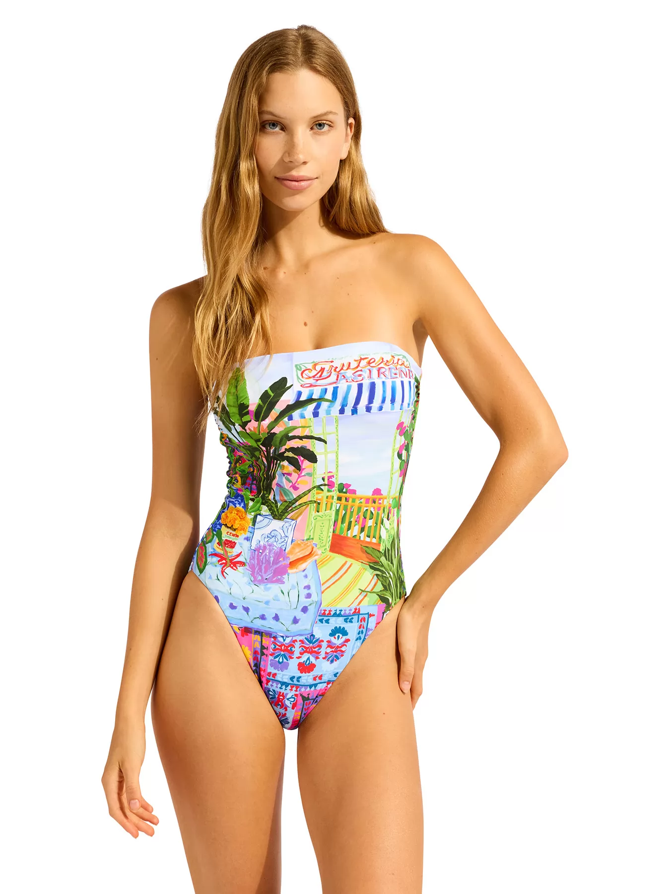 Niebieski, wielobarwny, zielony Kostium kąpielowy Seafolly La Boca 11117DD286 - zdjęcie 1
