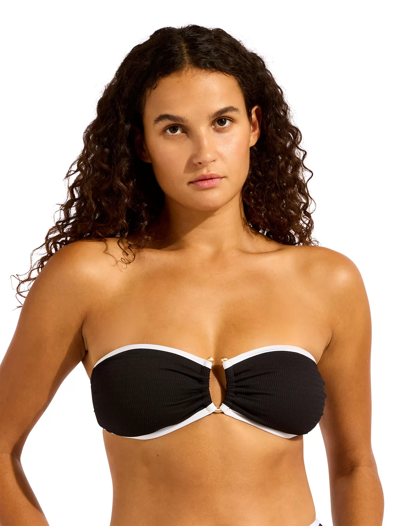 Biały, czarny Góra od bikini bandeau Seafolly Beach Bound 31283-072 - zdjęcie 1