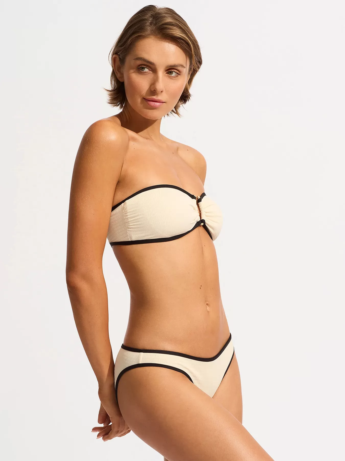 Czarny, kremowy Dół od bikini hipster Seafolly Beach Bound 40316-072 - zdjęcie 4