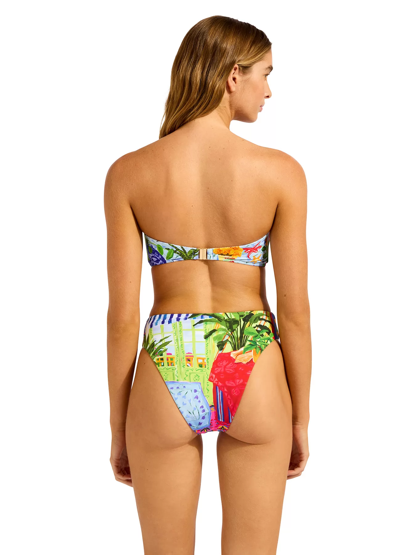 Niebieski, wielobarwny, zielony Góra od bikini bandeau Seafolly La Boca 31448-286 - zdjęcie 6