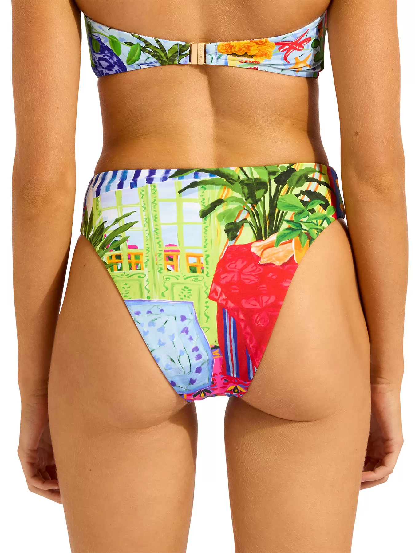 Niebieski, wielobarwny, zielony Dół od bikini bandeau Seafolly La Boca 40609-286 - zdjęcie 3