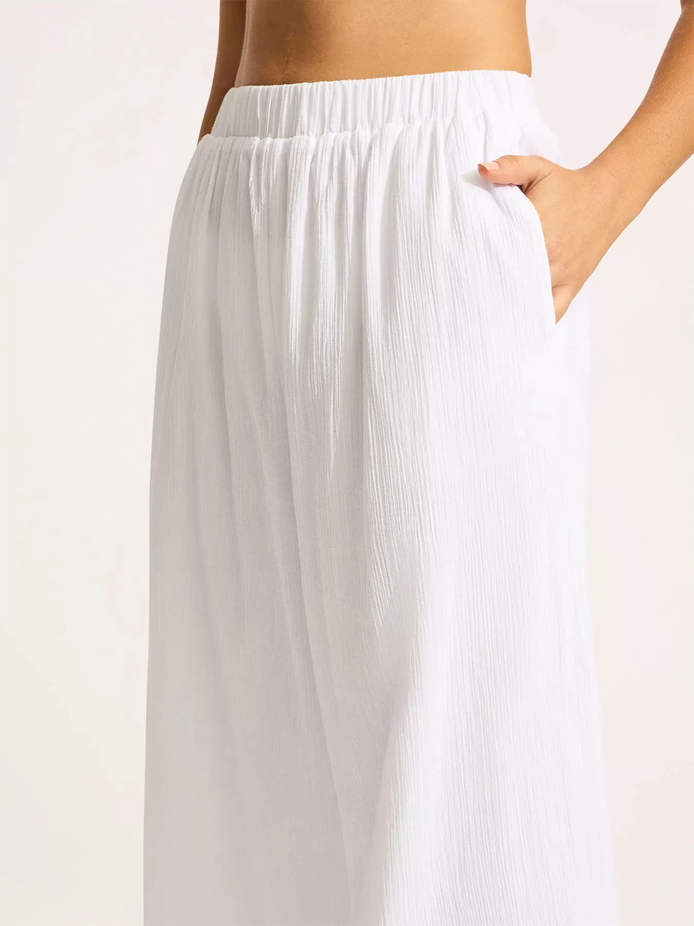 Biały Spodnie plażowe Seafolly Beach Edit 55430-PA - zdjęcie 5