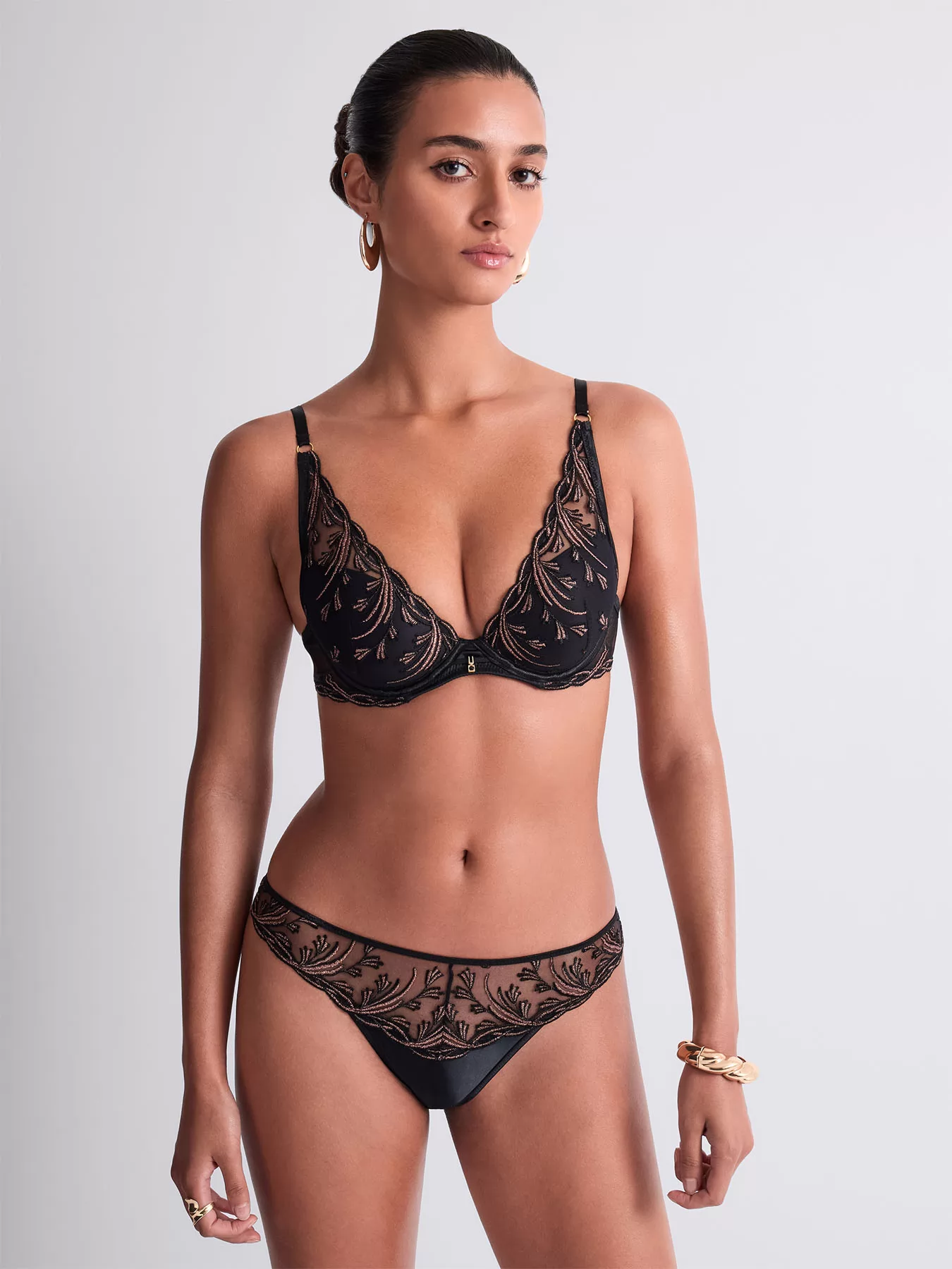 Czarny, złoty Figi italian Aubade Cosmic Romance 6D27 - zdjęcie 3