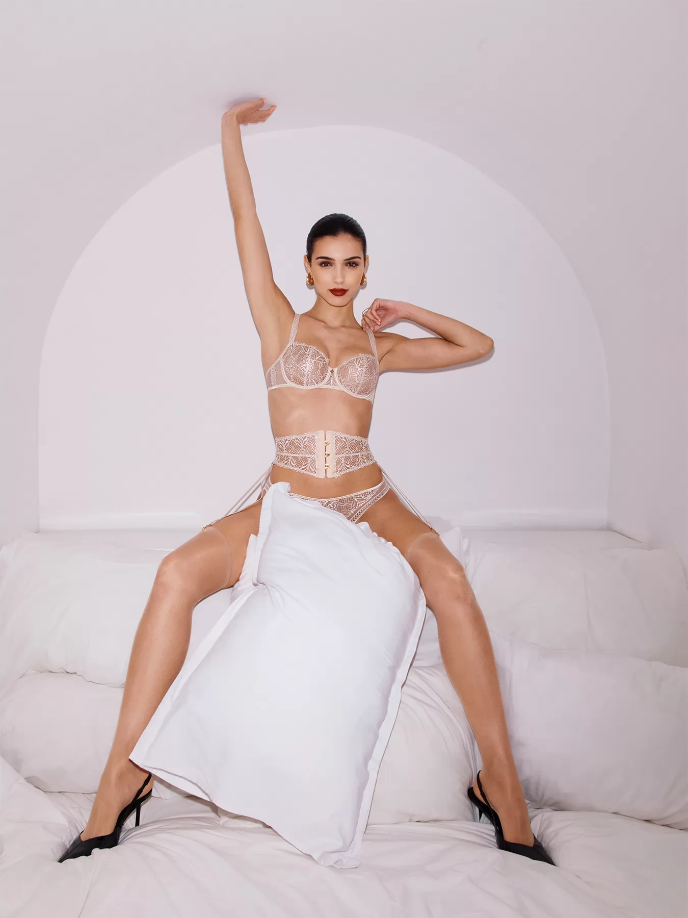 Beżowy Biustonosz balkonetka Aubade Iconic Calypso 6CF14 - zdjęcie 9