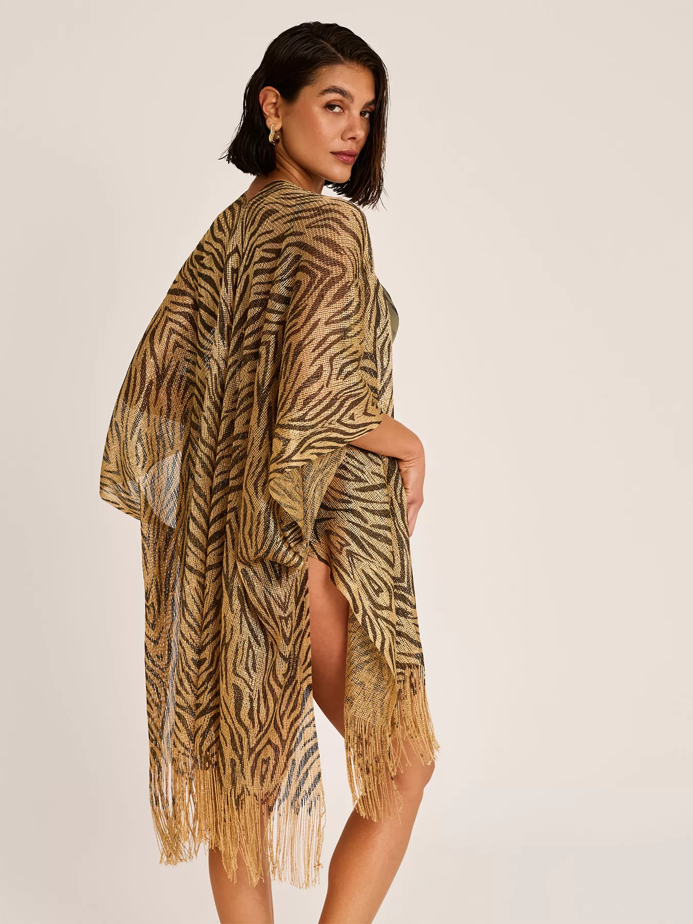 Złoty Kimono plażowe Selmark BL297 - zdjęcie 4