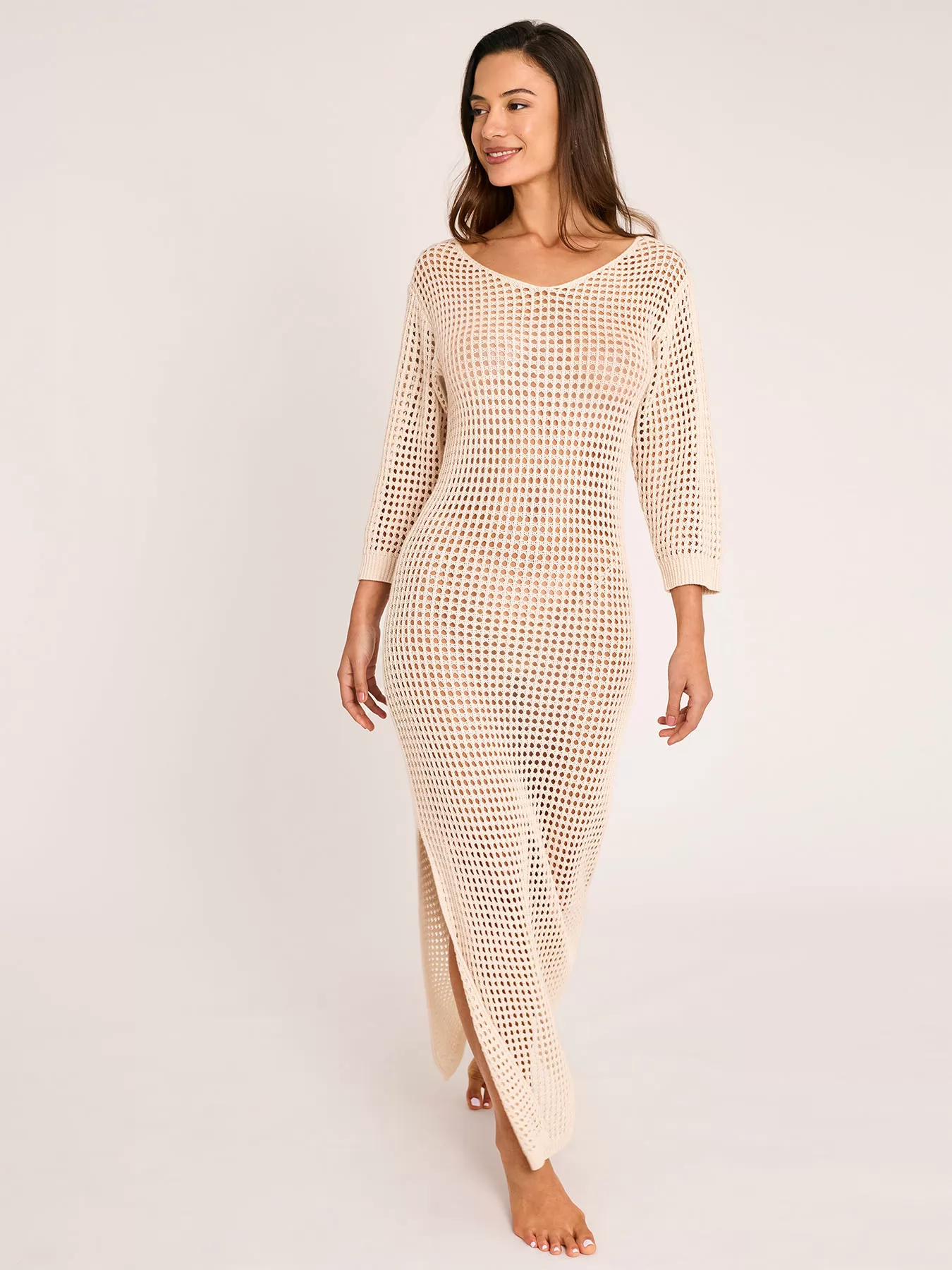 Kremowy Sukienka plażowa Selmark BC246 - zdjęcie 1