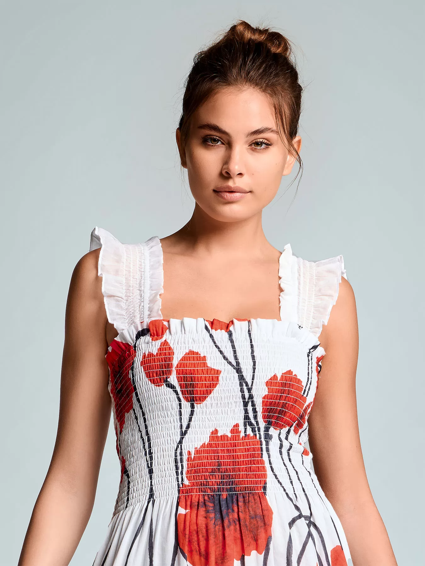 Biały, czerwony, wielobarwny Włoska sukienka Iconique Izmir 26-089 - zdjęcie 3