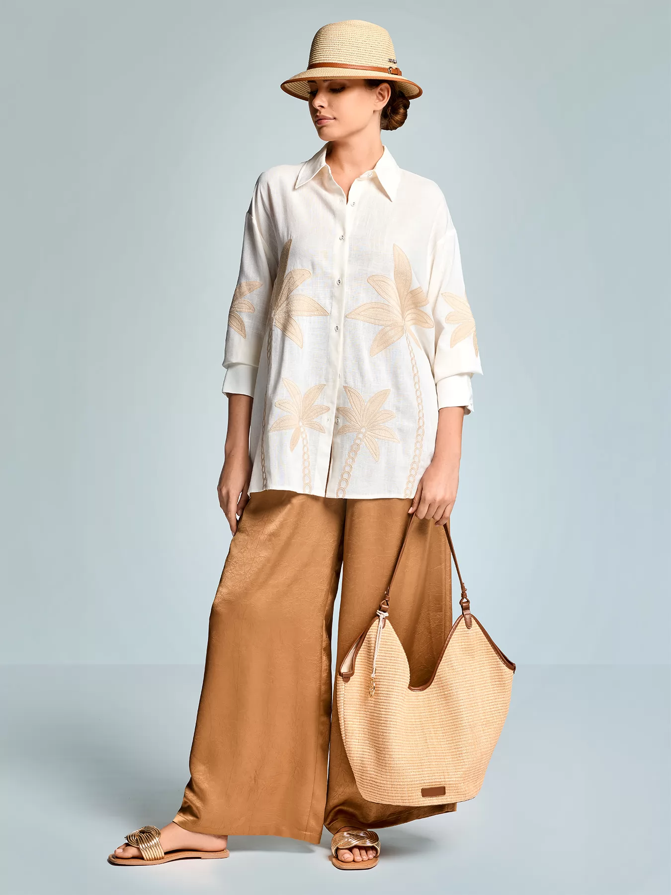 Beżowy, kremowy Koszula plażowa Iconique Lily 26-013 - zdjęcie 1