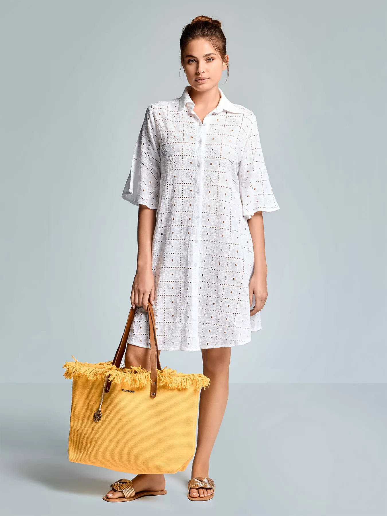 Biały Włoska sukienka Iconique Romina 26-039 - zdjęcie 1