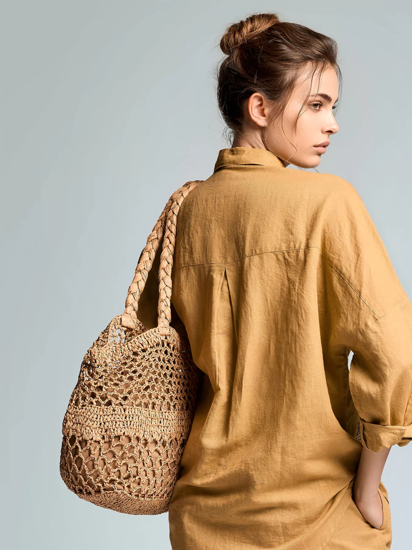 Beżowy Torba plażowa Iconique Elualia 26-B02 - zdjęcie 2