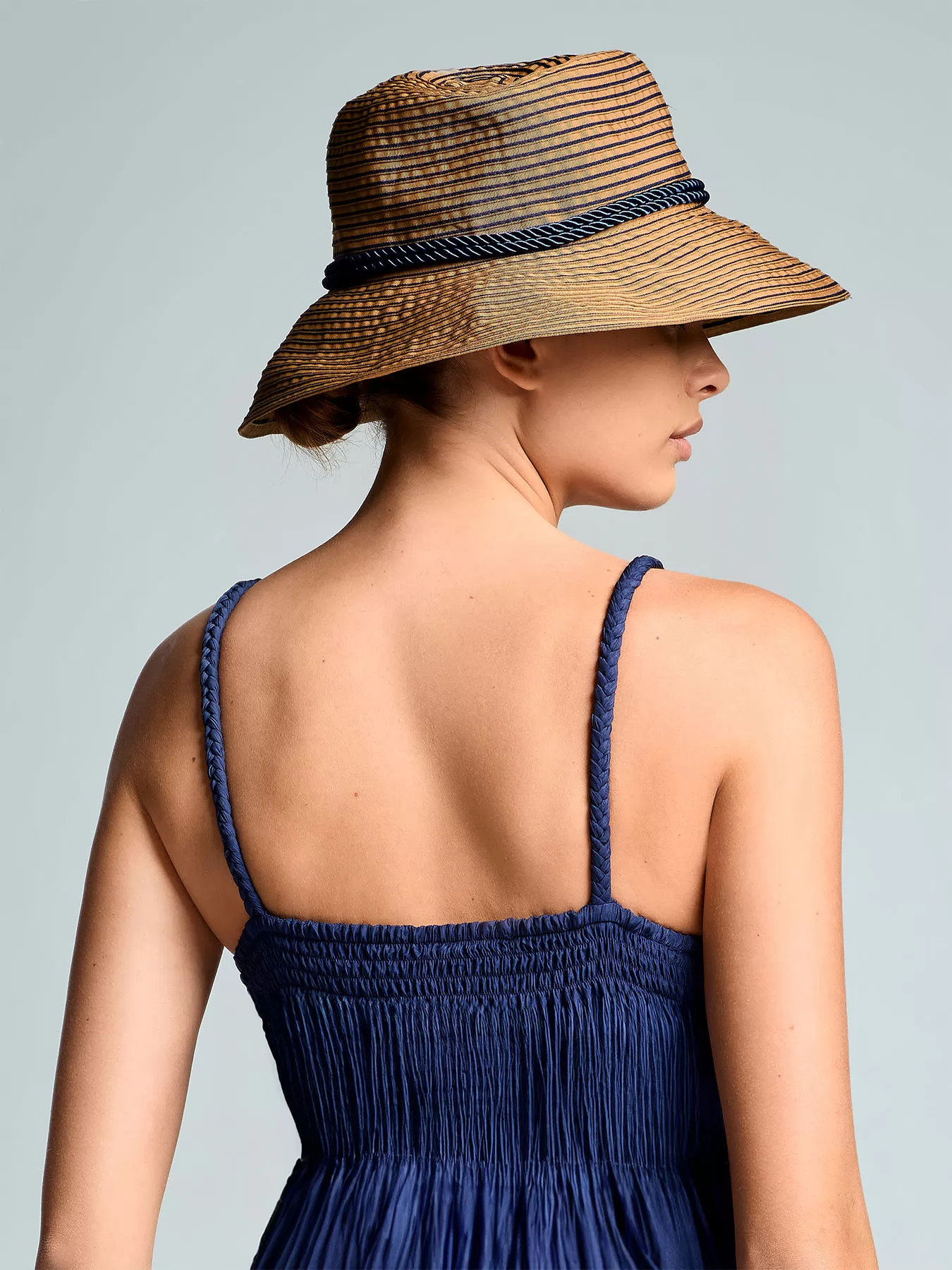 Brązowy, granatowy Kapelusz plażowy Iconique Jorah 26-A11 - zdjęcie 2