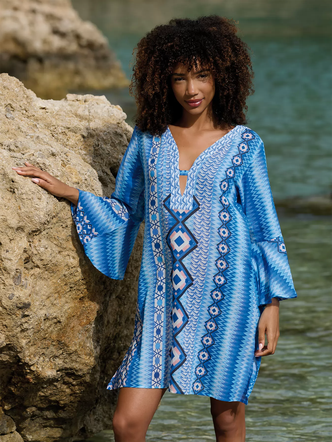 Niebieski Tunika plażowa Sunflair 23800 - zdjęcie 2