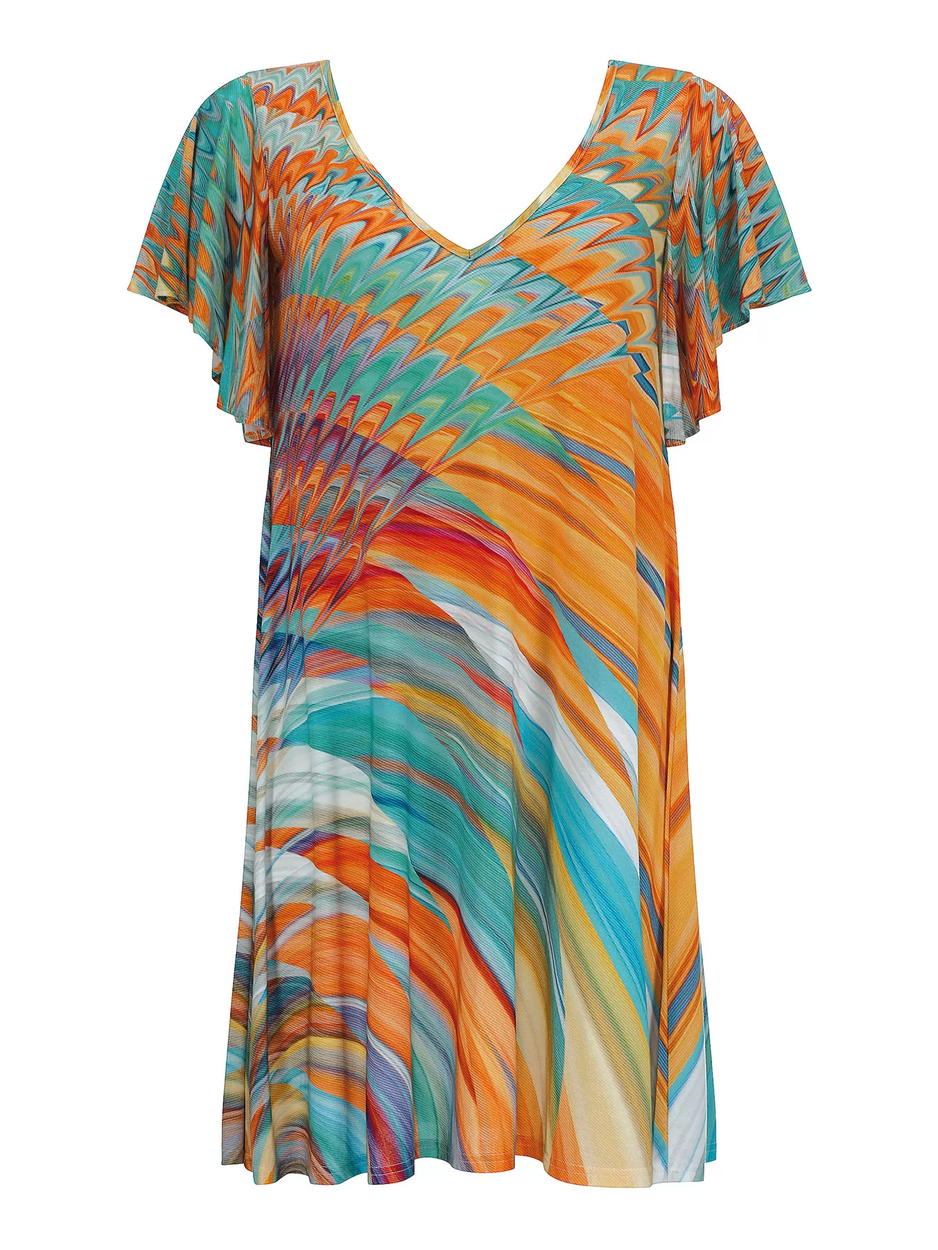 Niebieski, pomarańczowy, wielobarwny Sukienka plażowa Sunflair 23311 - zdjęcie 1