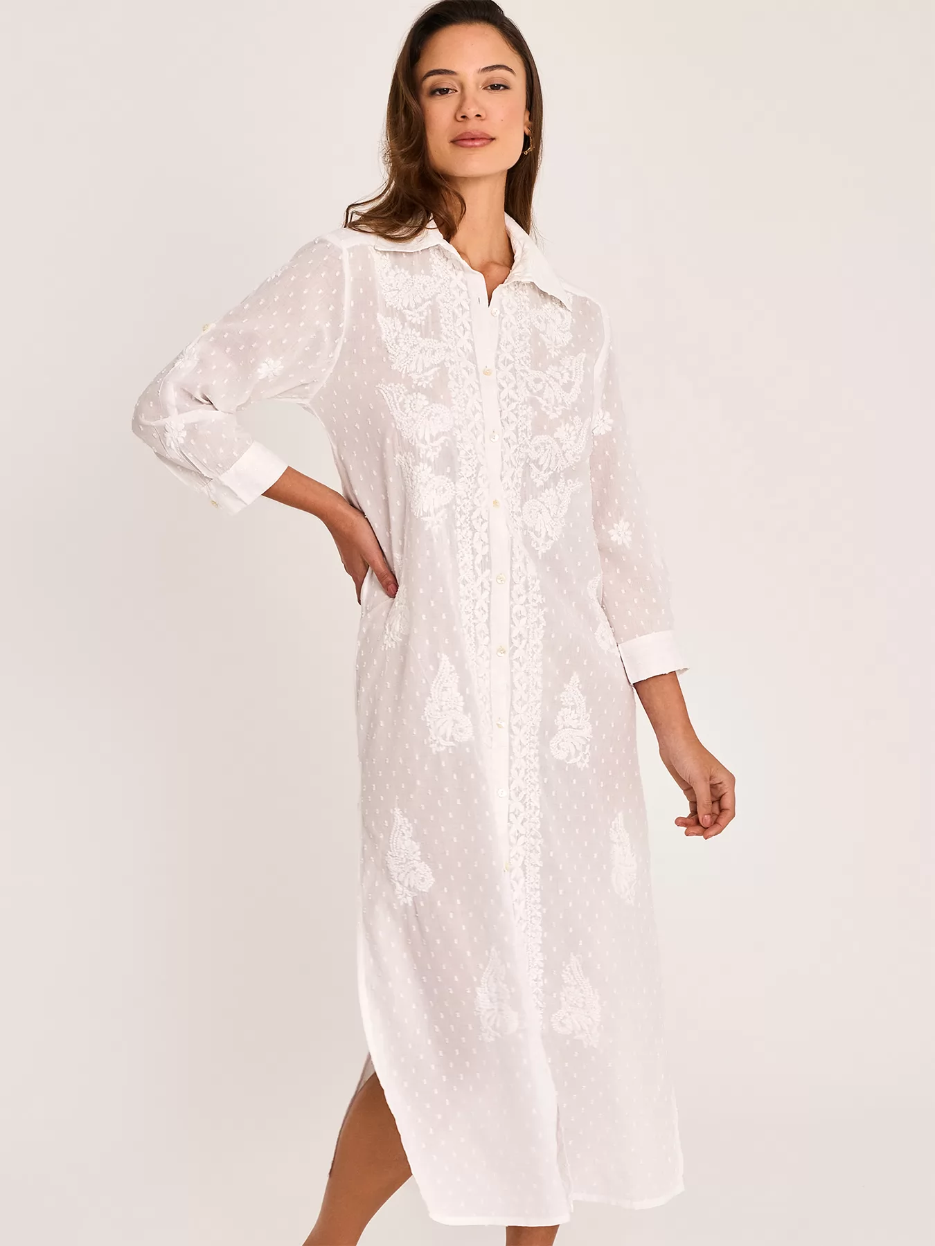 Biały Sukienka plażowa Selmark BC233 - zdjęcie 1